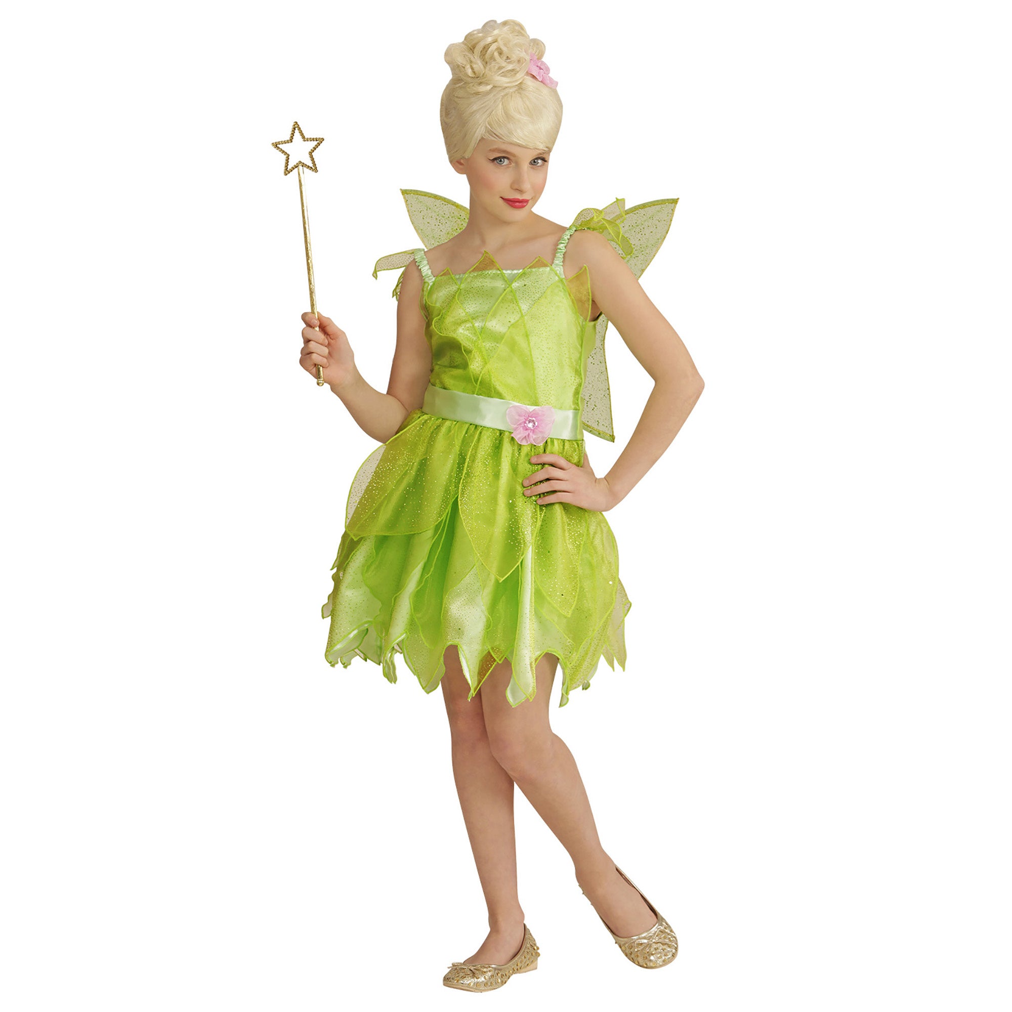 Widmann - Elfen Feeen & Fantasy Kostuum - Fee Qula - Meisje - groen - Maat 158 - Carnavalskleding - Verkleedkleding