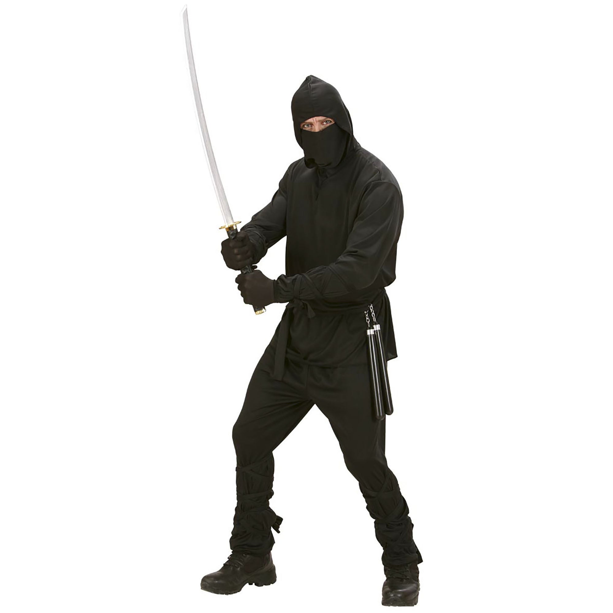 Widmann - Ninja & Samurai Kostuum - Fast Zwart Ninja Tokyo Kostuum Man - zwart - Small - Carnavalskleding - Verkleedkleding