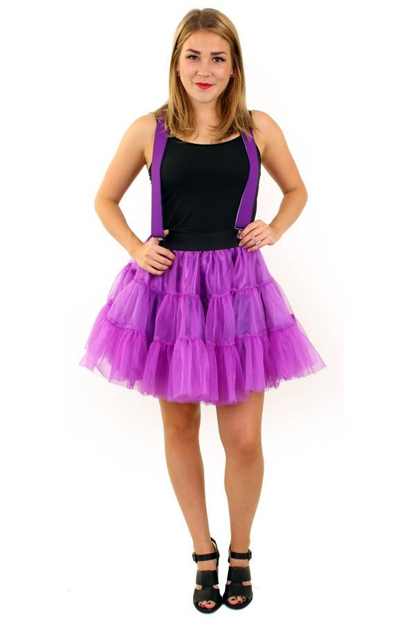 PartyXplosion - Rock & Roll Kostuum - Rock And Roll Petticoat 3 Lagen Paars Vrouw - paars - One size - Carnavalskleding - Verkleedkleding