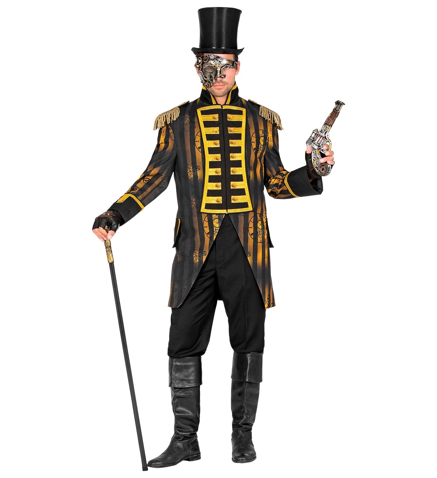Widmann - Steampunk Kostuum - Tijdloze Parade Jas Steampunk Man - geel,zwart - XL - Halloween - Verkleedkleding
