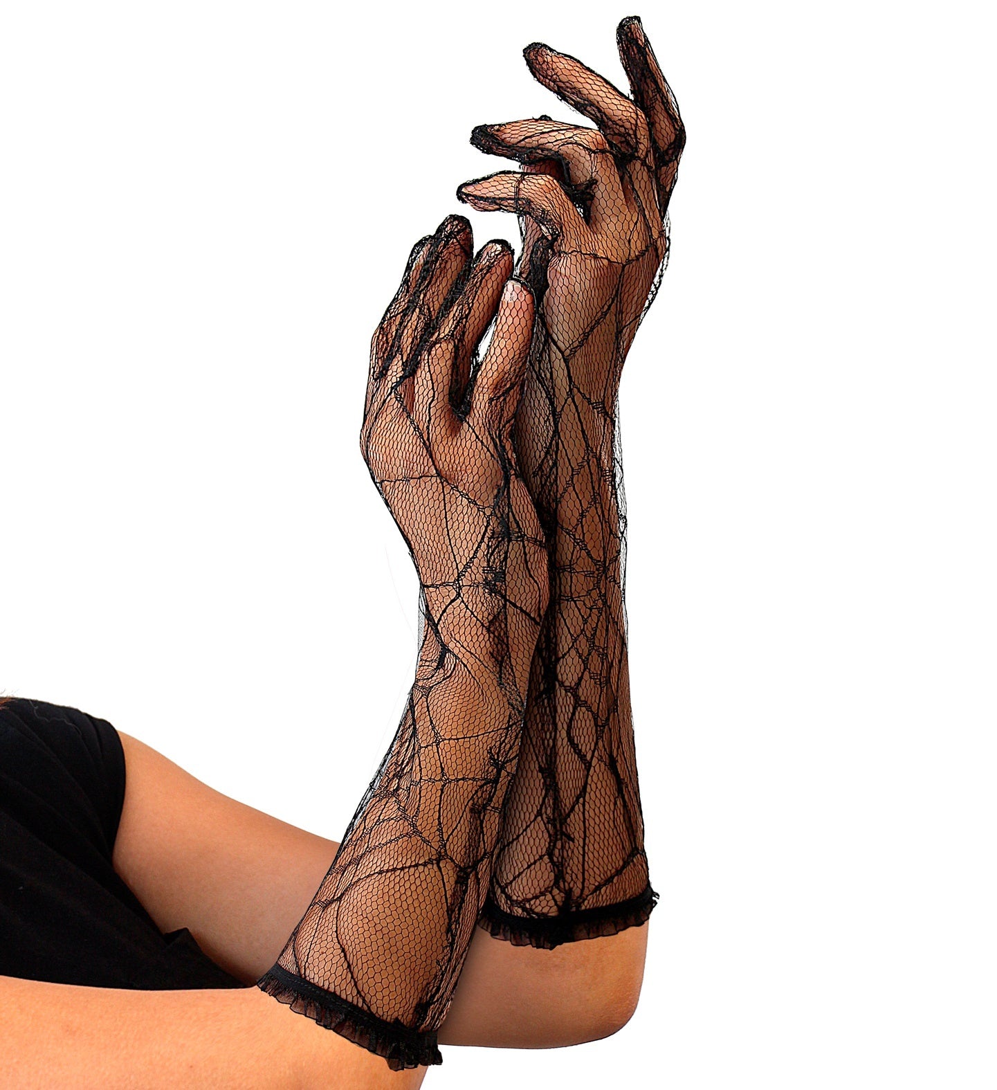 Zwarte Spiderweb Handschoenen