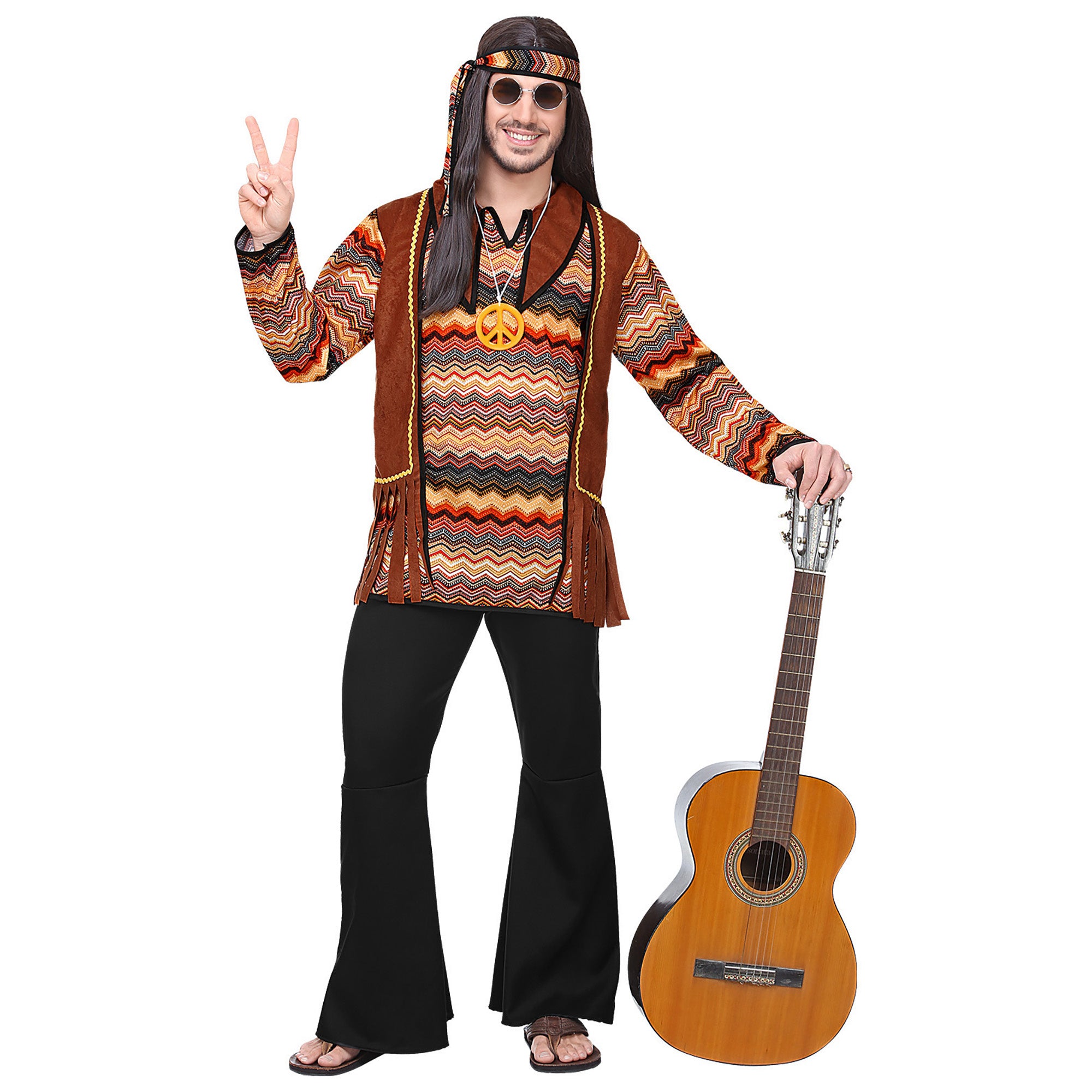 WIDMANN - Back to the 60s hippie kostuum voor mannen - S - Volwassenen kostuums