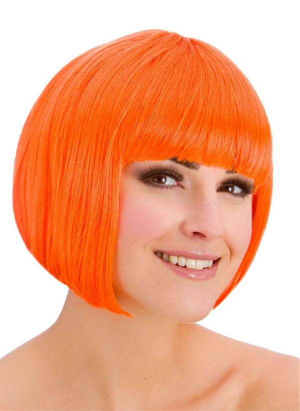 Mooie pruik Diva in de kleur neon oranje