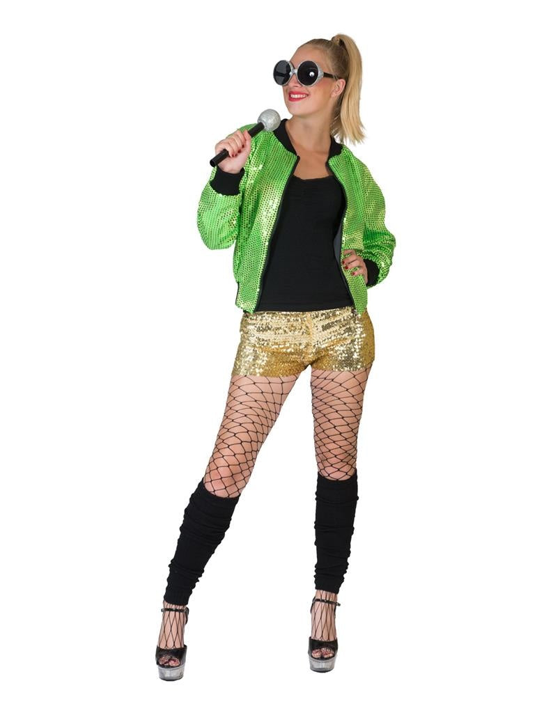 Funny Fashion - Jaren 80 & 90 Kostuum - Disco Jasje Groen Vrouw - groen - One Size - Carnavalskleding - Verkleedkleding
