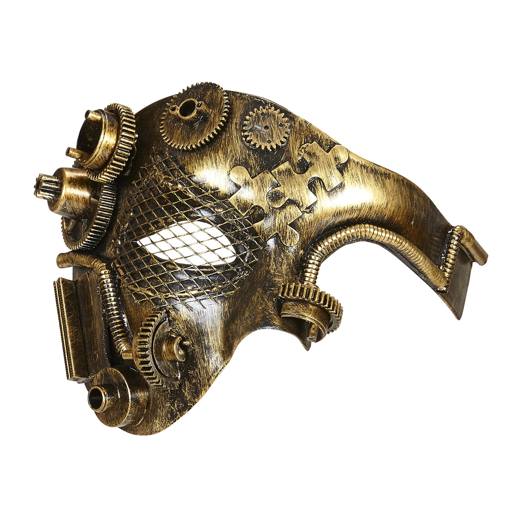WIDMANN - Goudkleurig Steampunk tandwielen half masker voor volwassenen