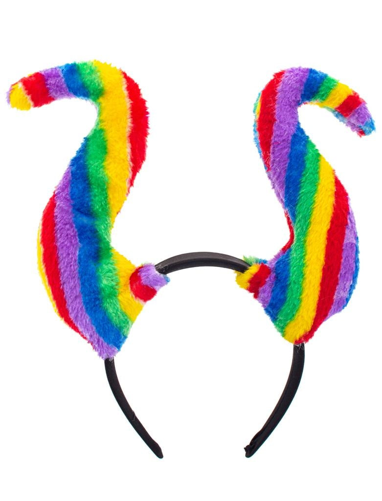 Mooie duivelshoorn diadeem in  regenboog kleuren