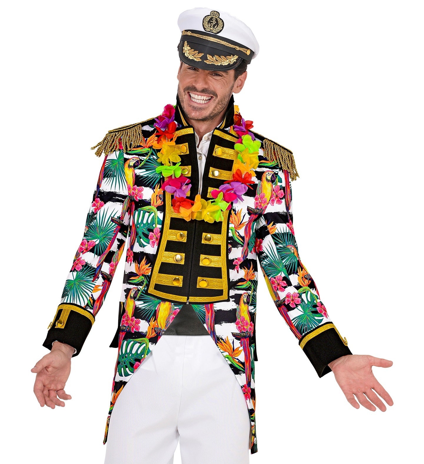 Widmann - Hawaii & Carribean & Tropisch Kostuum - Kapitein Tropical Feestschip Man - groen,roze - Small - Carnavalskleding - Verkleedkleding