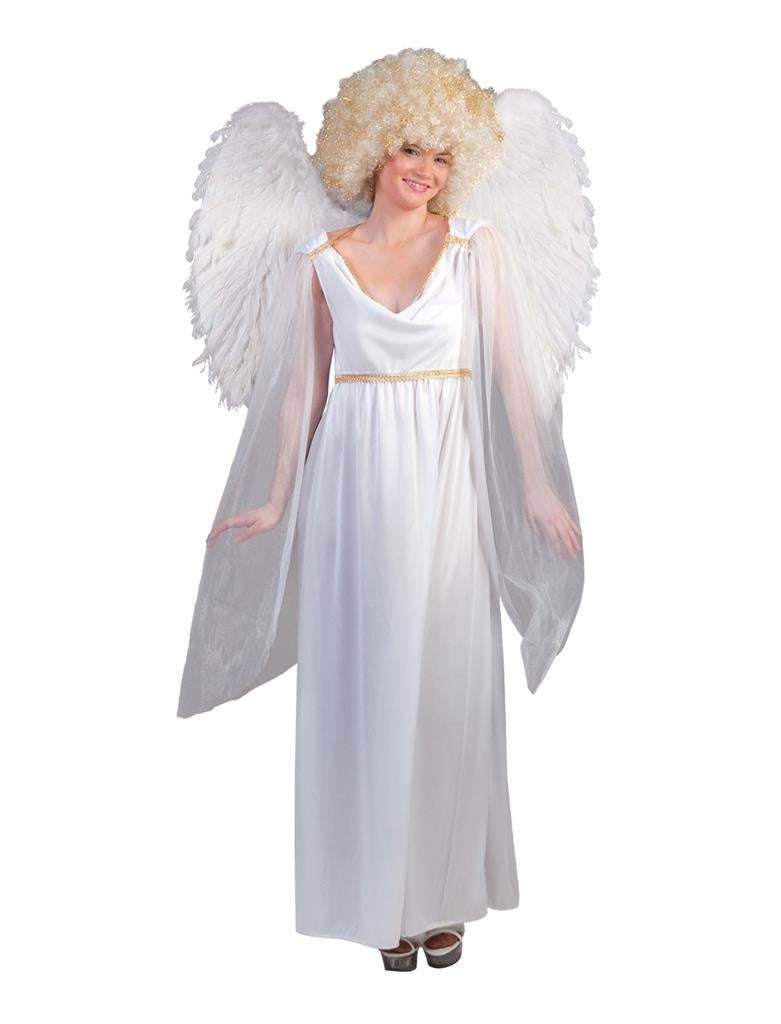 Funny Fashion - Engel Kostuum - Engel Uit De Hemel - Vrouw - wit / beige - Maat 44-46 - Carnavalskleding - Verkleedkleding