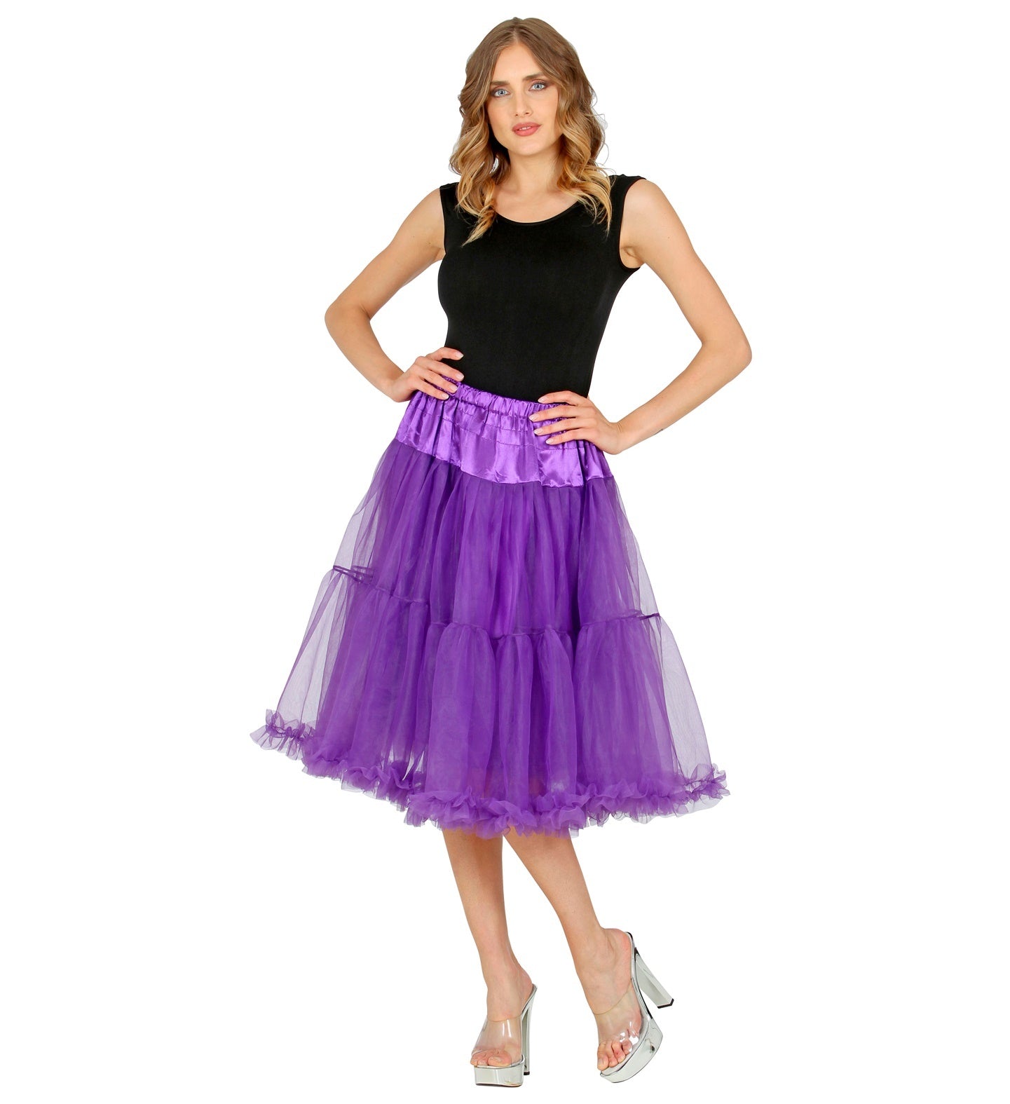 Widmann - Dans & Entertainment Kostuum - Knielange Tulle Rok Petticoat 65 Centimeter Paars Vrouw - paars - One Size - Halloween - Verkleedkleding