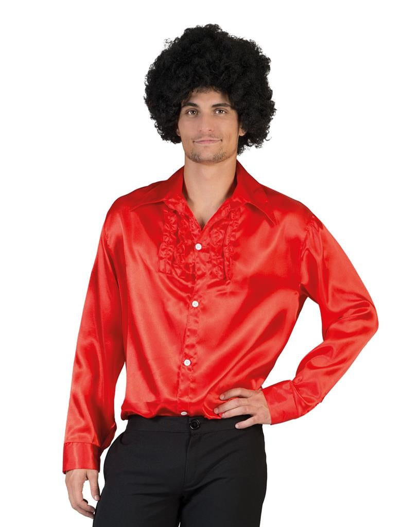 Jaren 80 & 90 Kostuum | Rood Ruche Hemd Man | Maat 52-54 | Halloween | Verkleedkleding