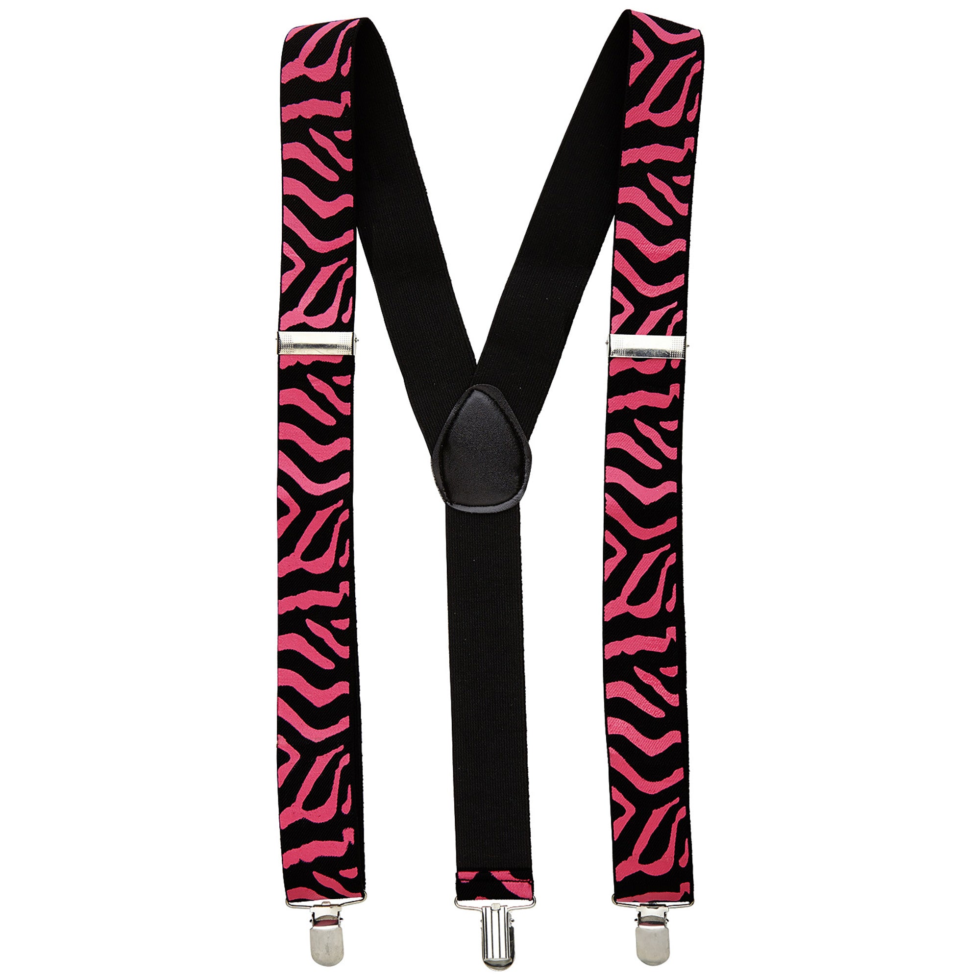 Bretels zebra motief zwart-roze