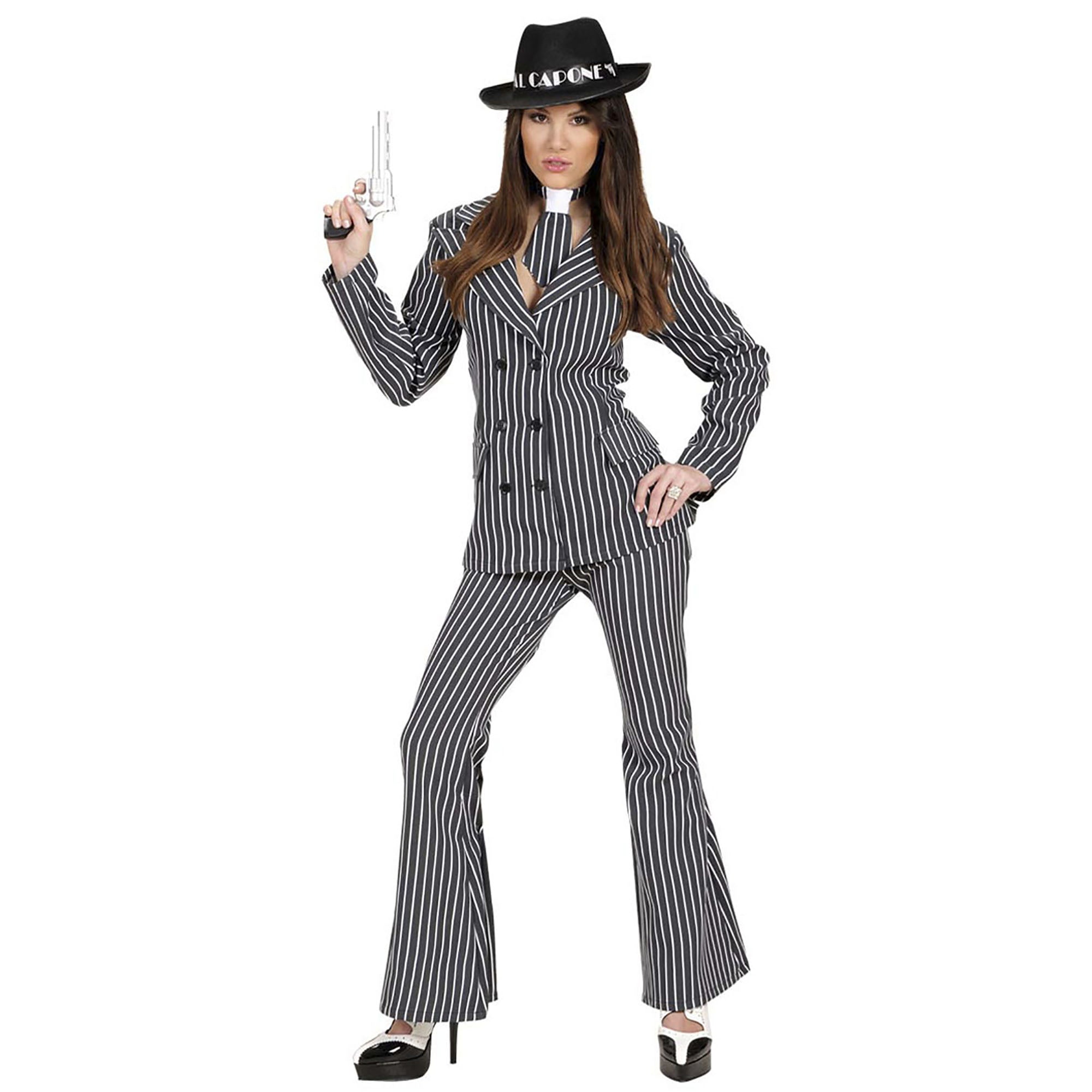 Widmann - Maffia Kostuum - Vrouwelijke Gangster Ms Capone Kostuum - - Medium - Carnavalskleding - Verkleedkleding