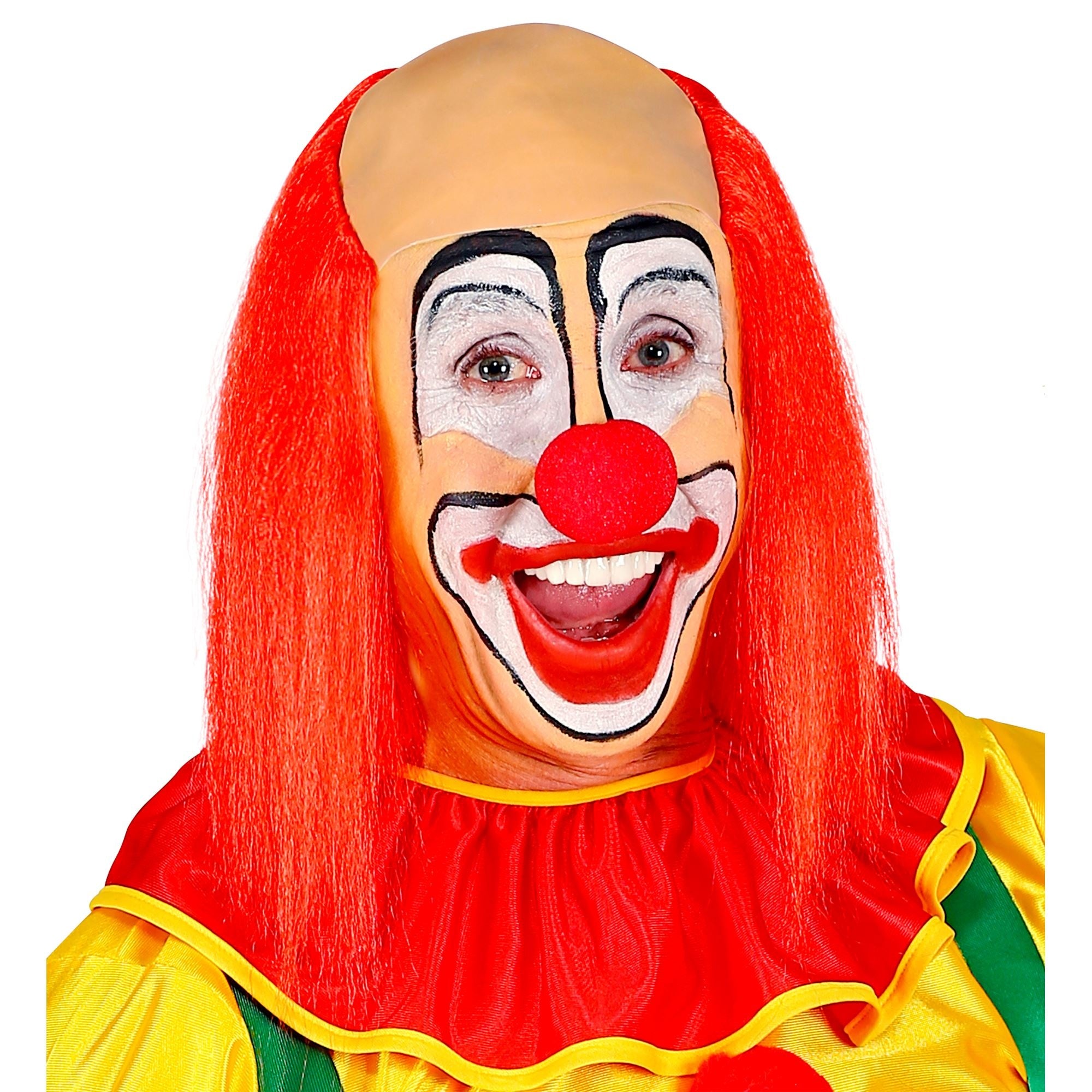Kaal hoofd pruik clown met rood haar