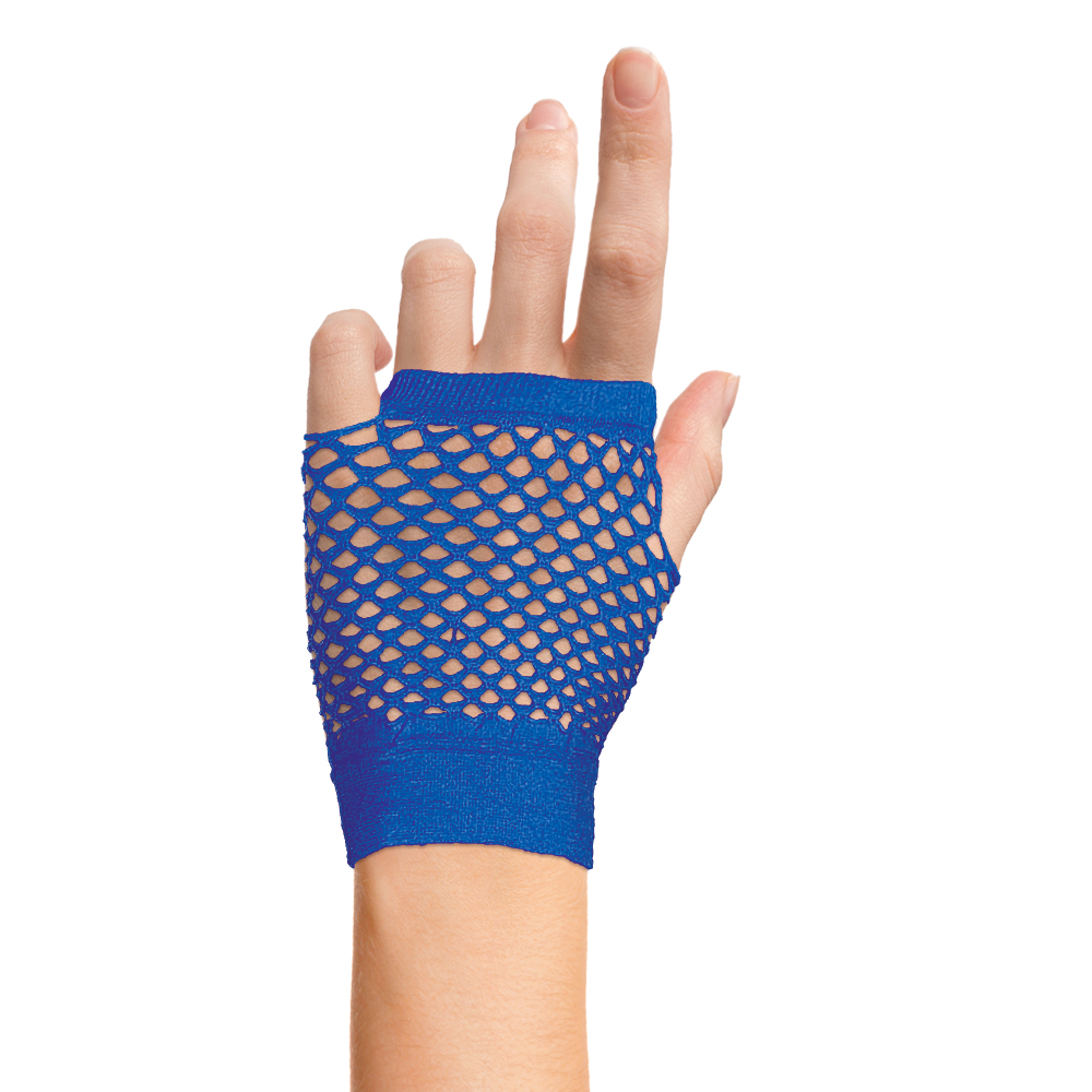 Mooie donkerblauwe visnet handschoenen kort model