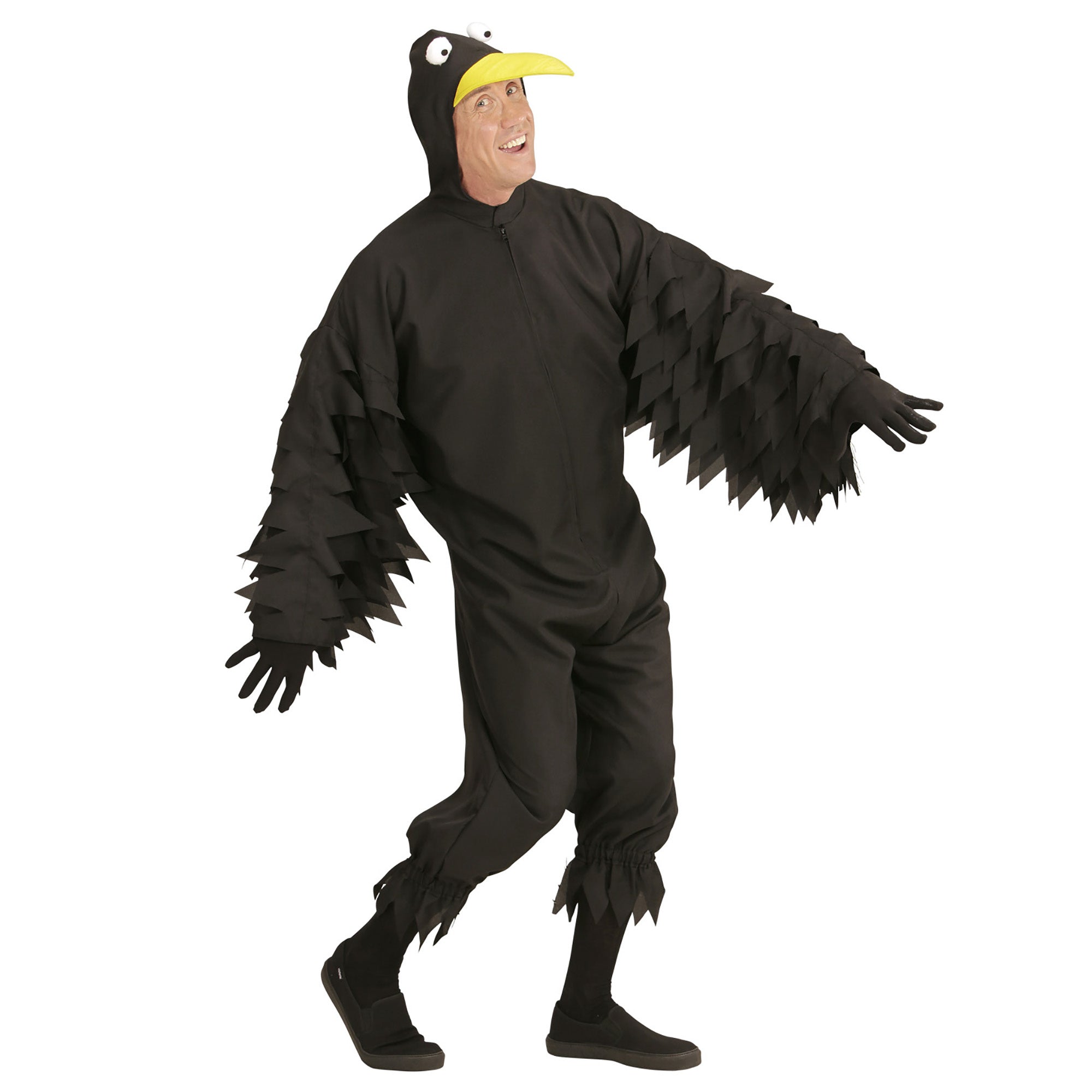 Widmann - Arend & Struisvogel & Uil & Kraai & Aasgier & Toekan & Flamingo Kostuum - Zwarte Vrolijke Kraai - Man - zwart - XL - Carnavalskleding - Verkleedkleding