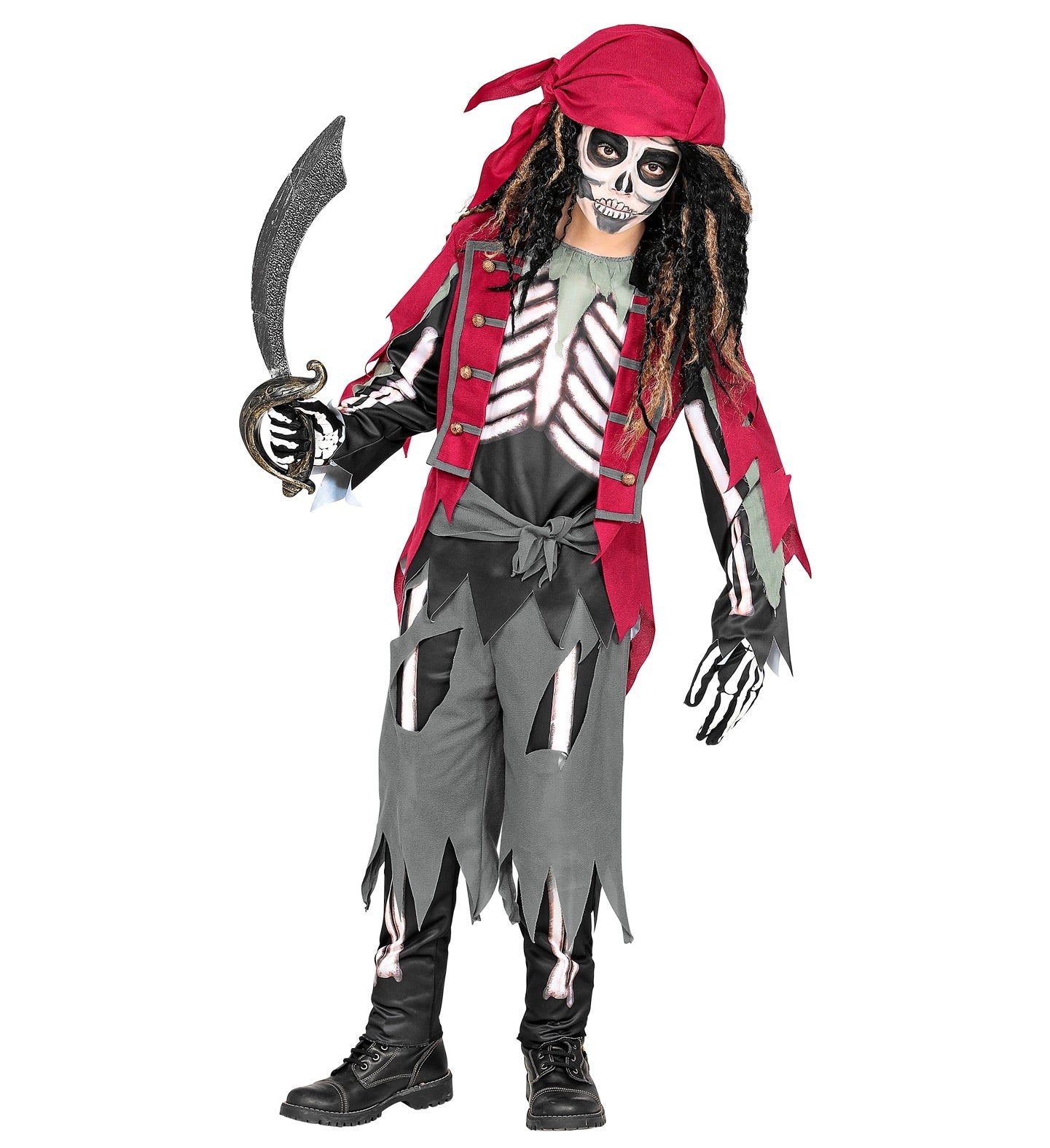 Widmann - Piraat & Viking Kostuum - Uitgemergelde Piraat Scheurbuik - Jongen - Paars, Grijs - Maat 158 - Halloween - Verkleedkleding