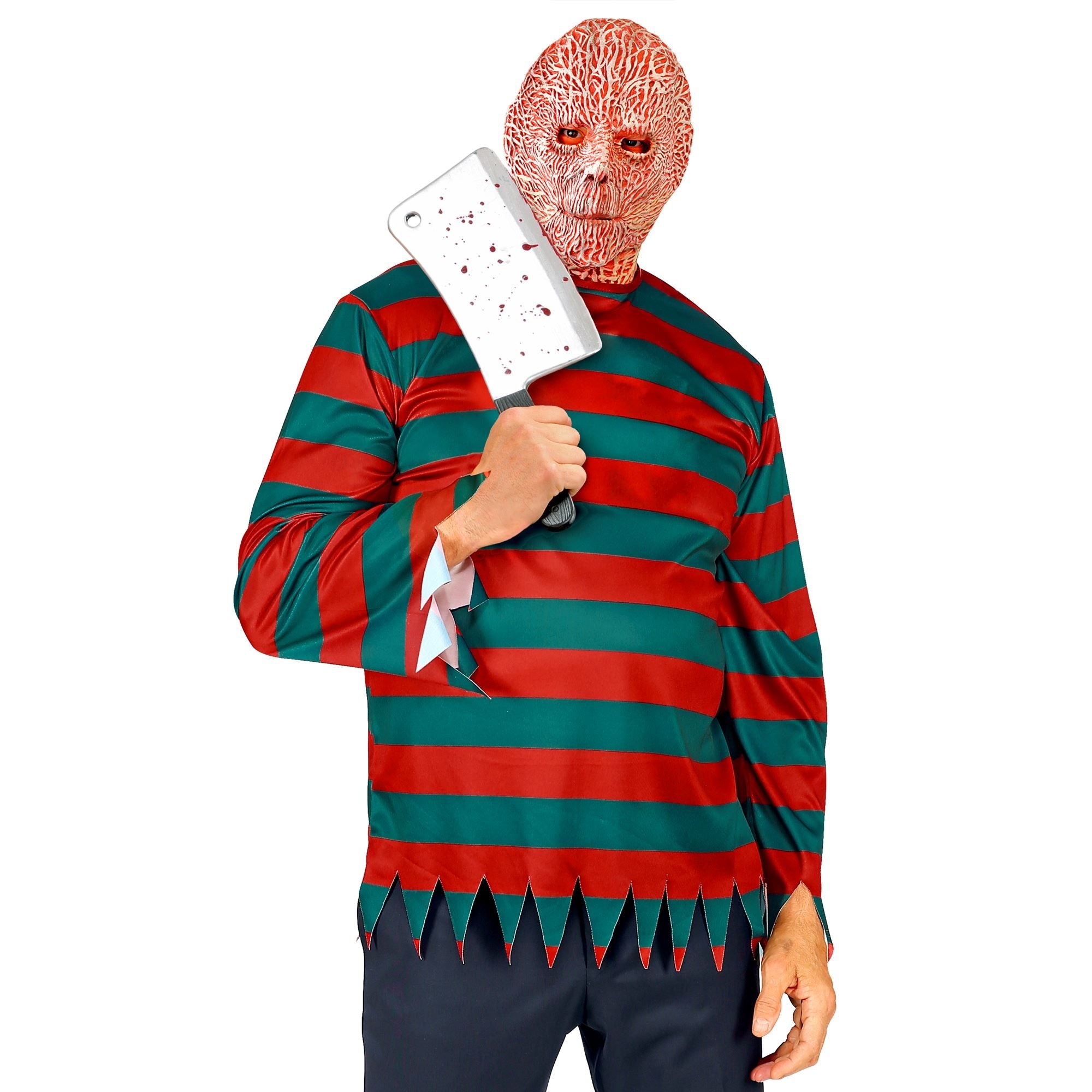Widmann - Horror Films Kostuum - Gruwelijke Nachtmerrie Freddy Krueger Moordenaar Man - rood,groen - XXL - Halloween - Verkleedkleding