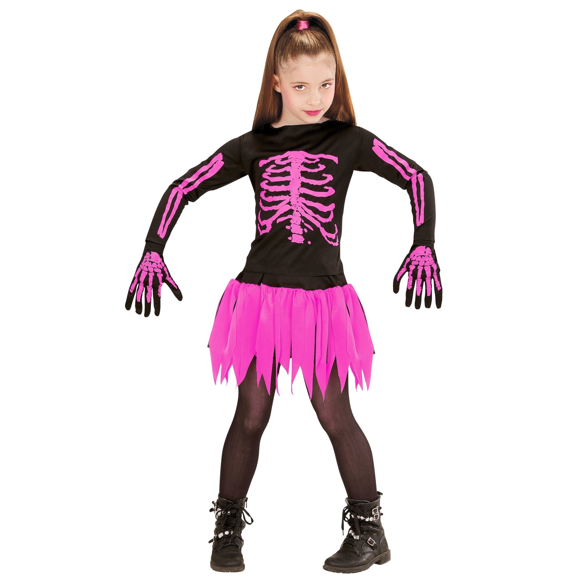 "Verkleedkostuum Skelet roze voor meisjes Halloween  - Kinderkostuums - 110/122"