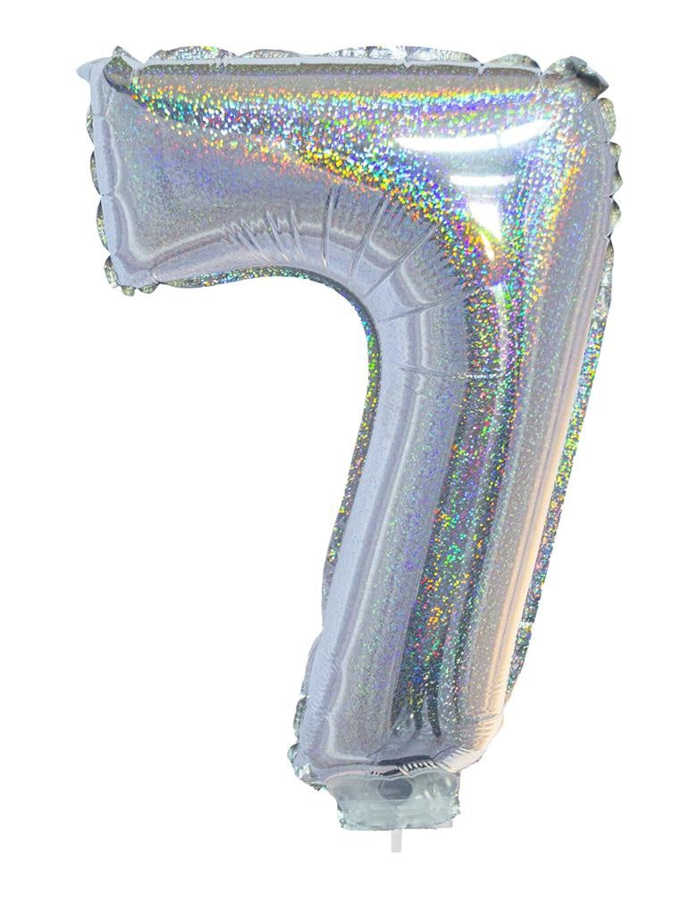 Folie ballon 41cm op stokje glitter zilver