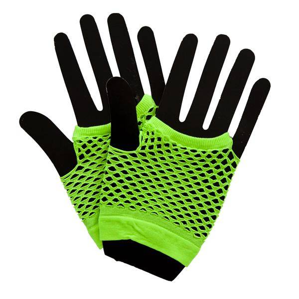 80-jaren visnet handschoenen in de kleur neon groen