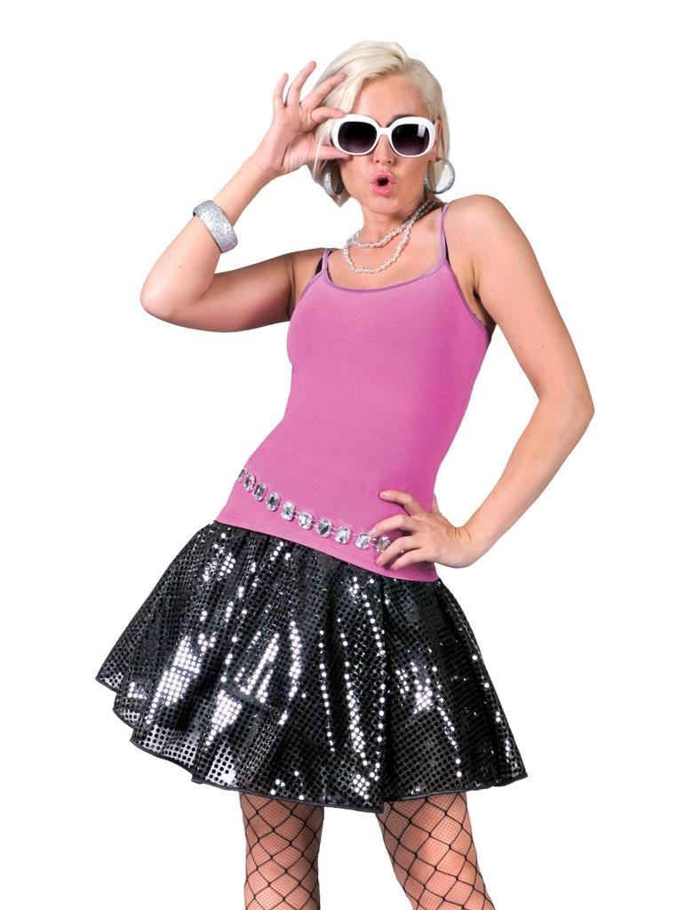 Zwarte lovertjes disco rok voor vrouwen - Volwassenen kostuums