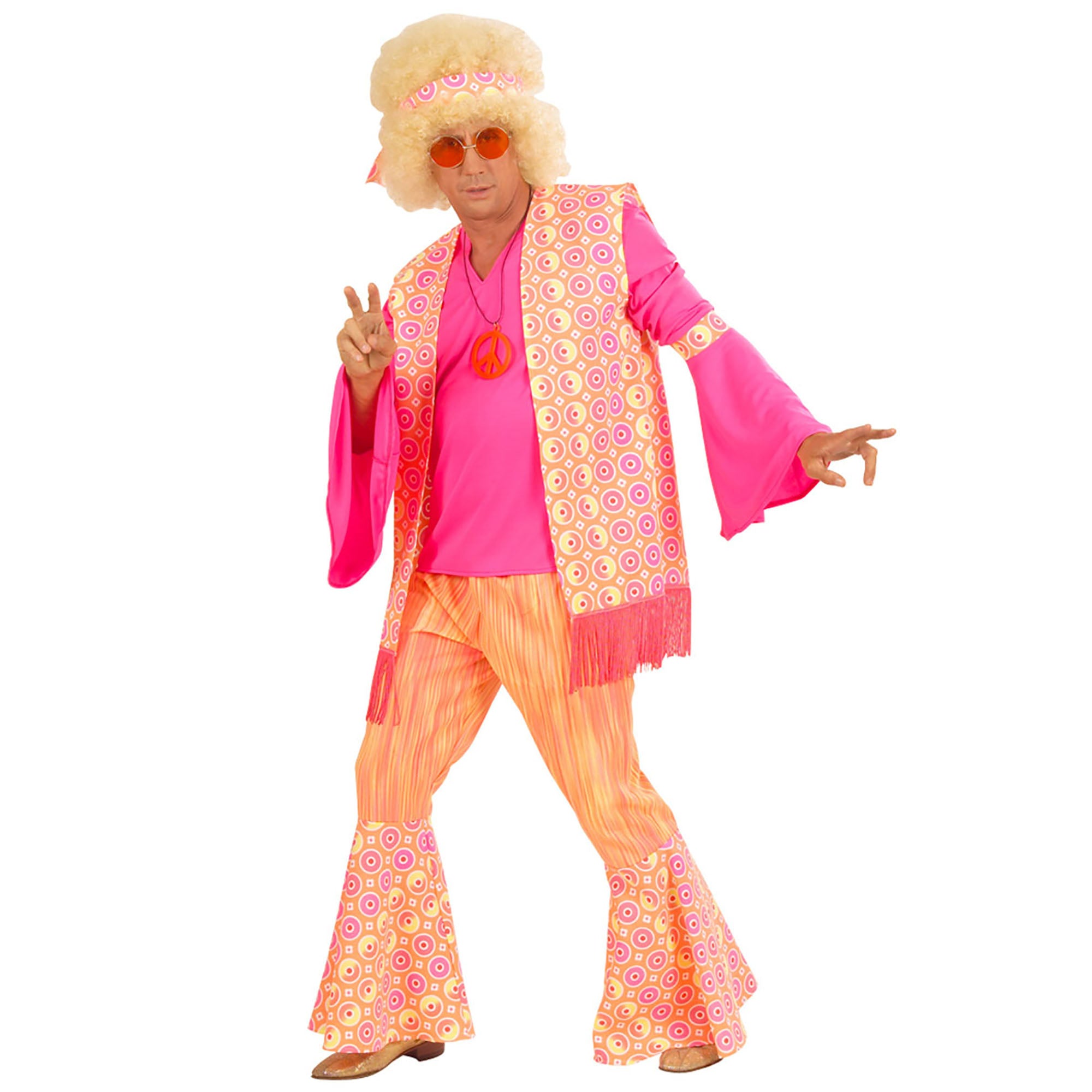"Roze hippie kostuum voor mannen  - Verkleedkleding - Small"