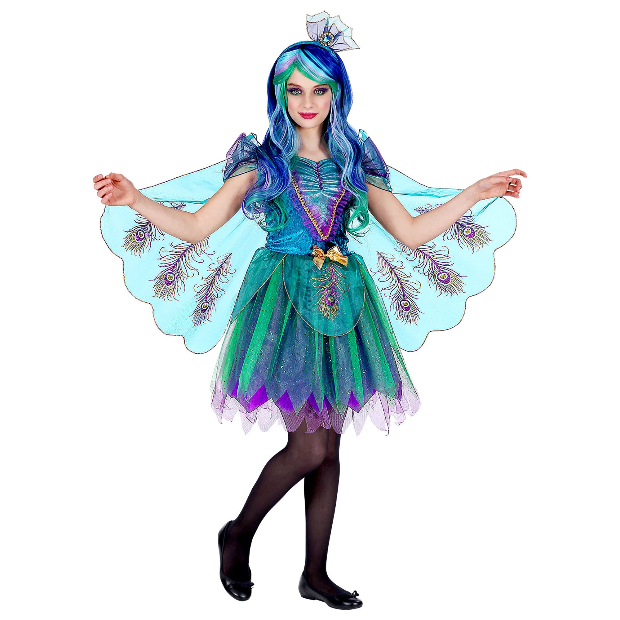 WIDMANN - Magische pauw outfit voor meisjes - 116 (4-5 jaar)