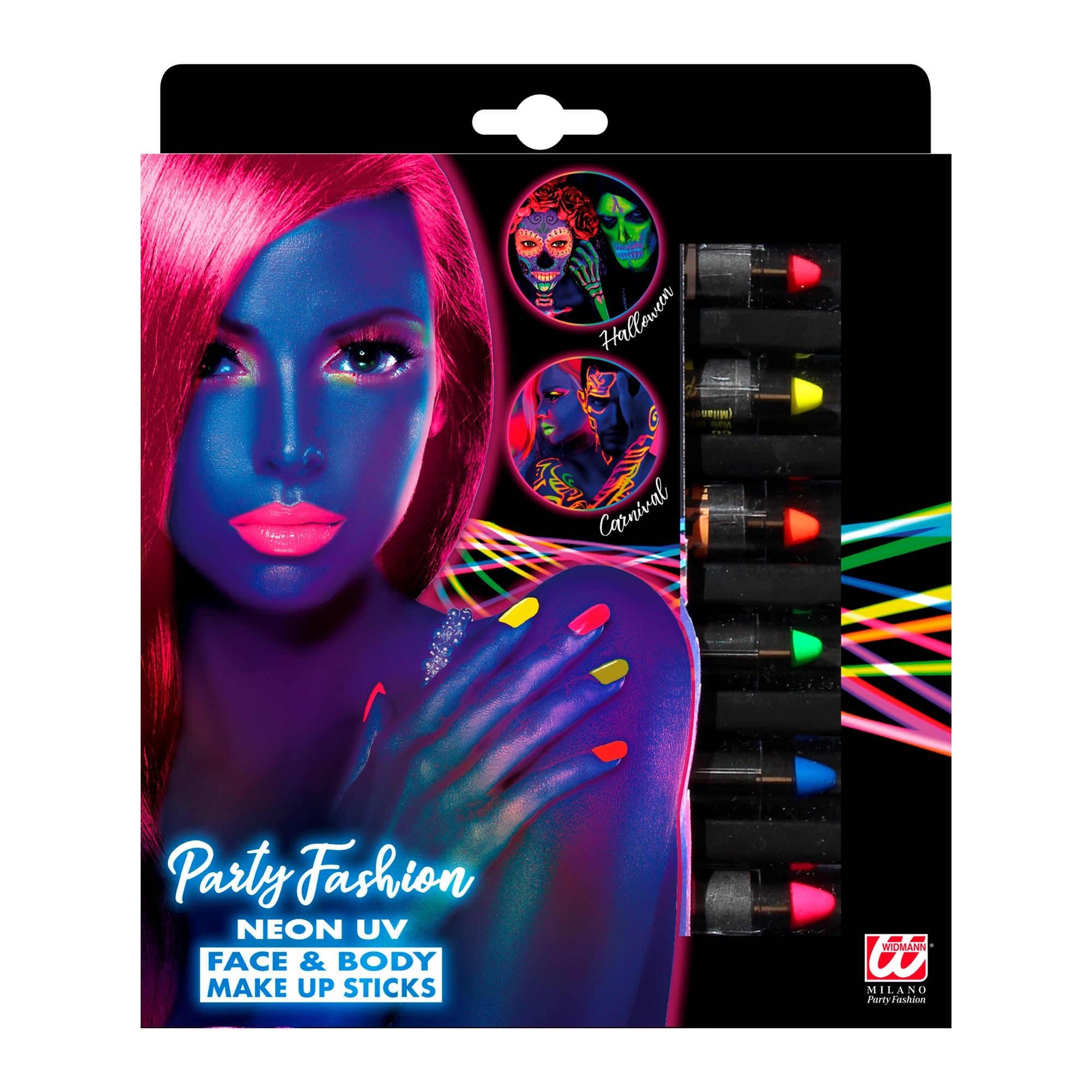 Widmann - Spaans & Mexicaans Kostuum - Set Van 6 Neon Make-Up Potloden - multicolor - Halloween - Verkleedkleding