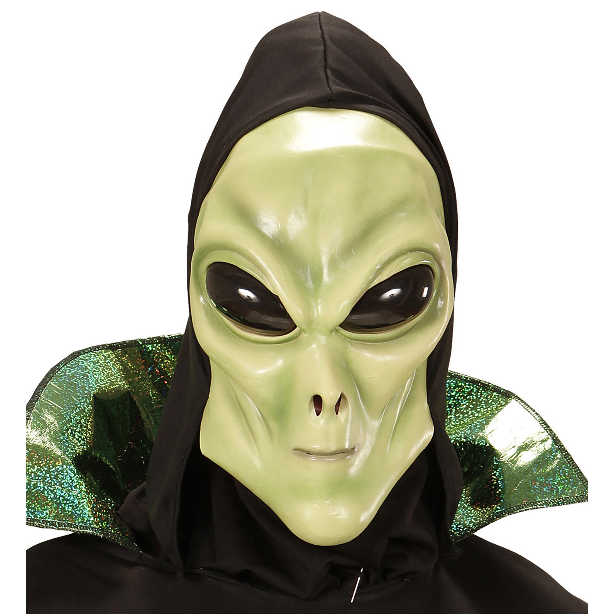 Alien Masker Met Kap En Bolle Ogen | One Size