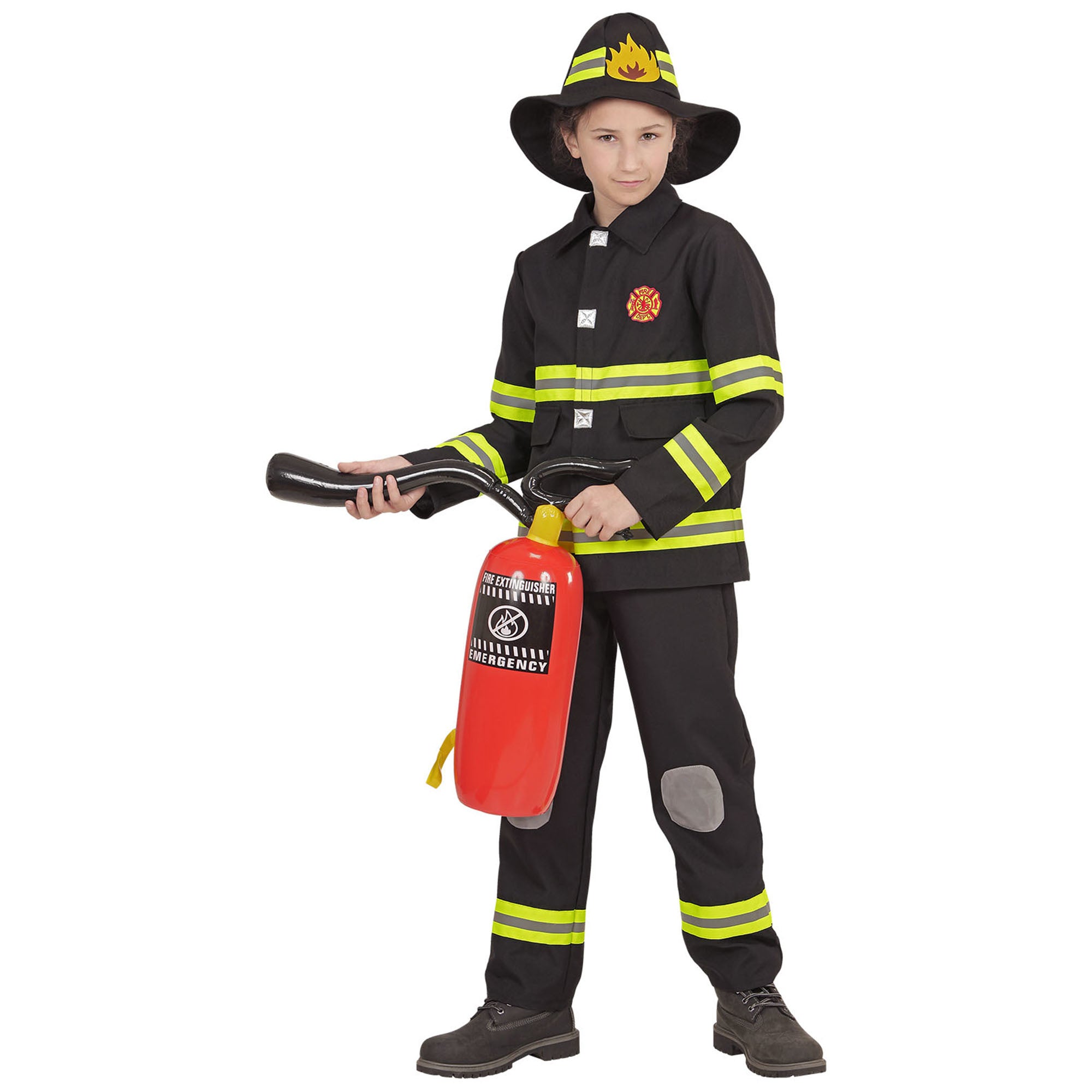 Widmann - Brandweer Kostuum - Nypd Brandweer Zwart - Jongen - Zwart - Maat 116 - Carnavalskleding - Verkleedkleding
