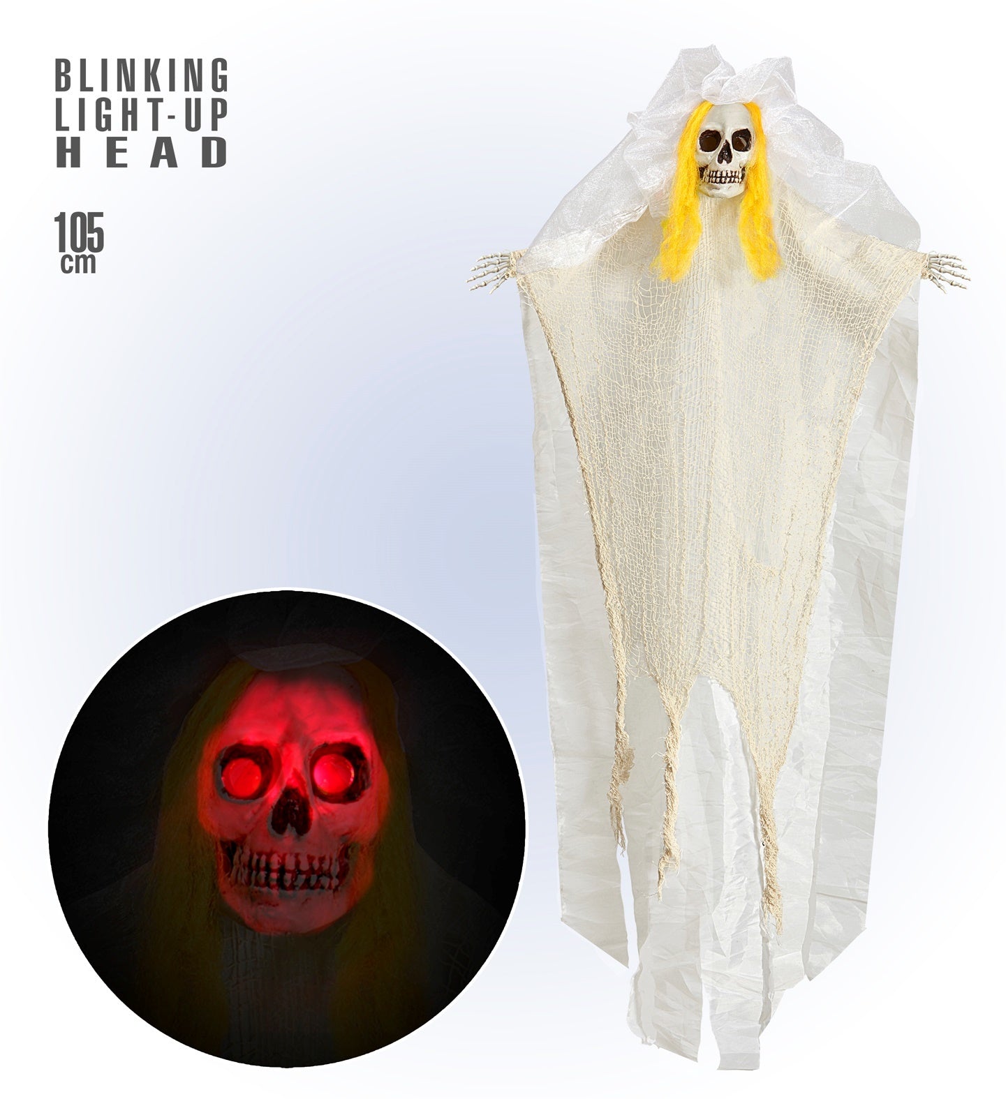Widmann - Spook & Skelet Kostuum - Wachtend Op Jouw Antwoord Bruid Met Licht, 105 Centimeter - wit / beige - Halloween - Verkleedkleding