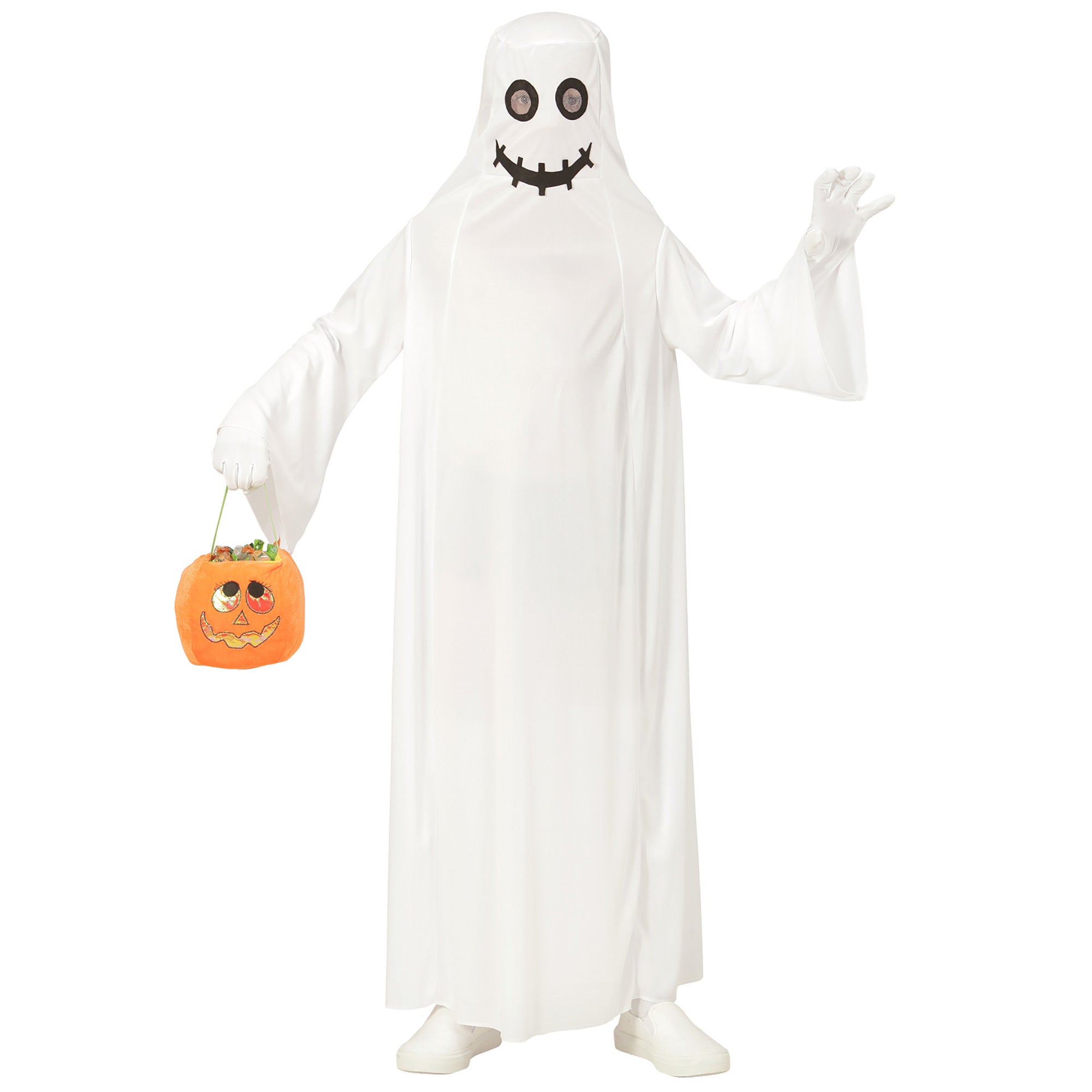 WIDMANN - Wit lachend spook kostuum voor kinderen - 128 (5-7 jaar)
