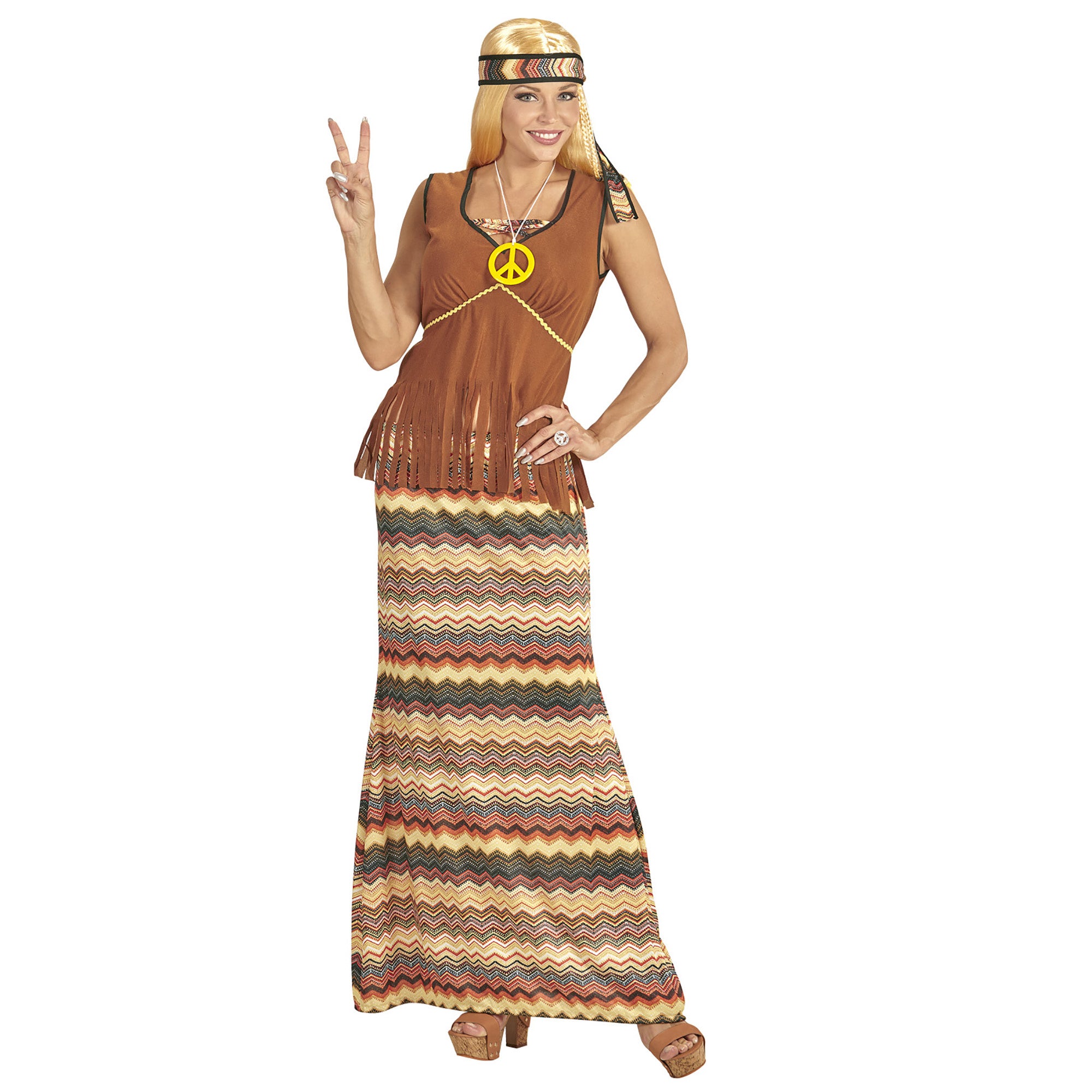 Lang hippie kostuum voor vrouwen - Verkleedkleding - Maat L