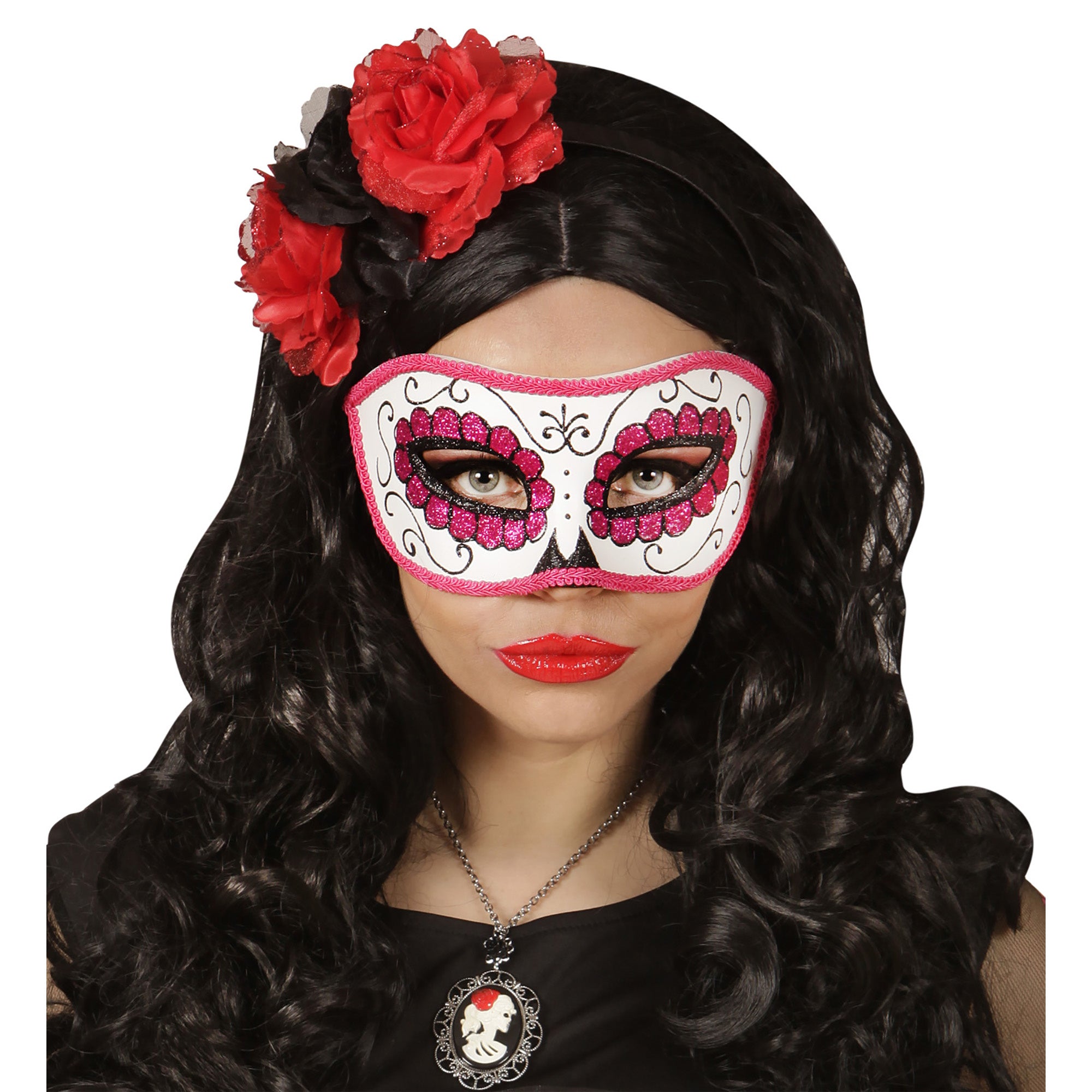 Roze glitter masker voor volwassenen - Verkleedmasker