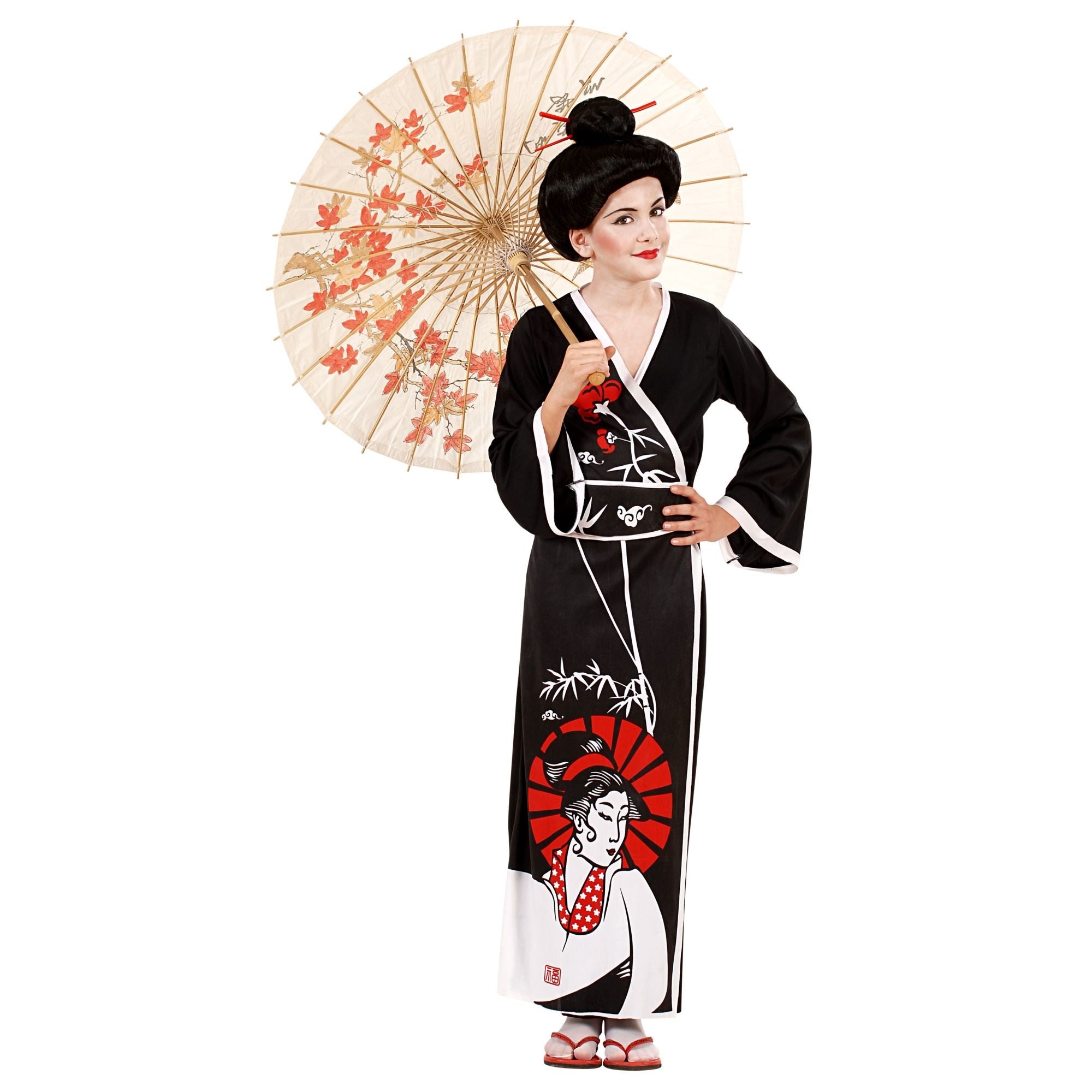 "Zwarte Japanse kostuum voor meisjes  - Verkleedkleding - 146/152"