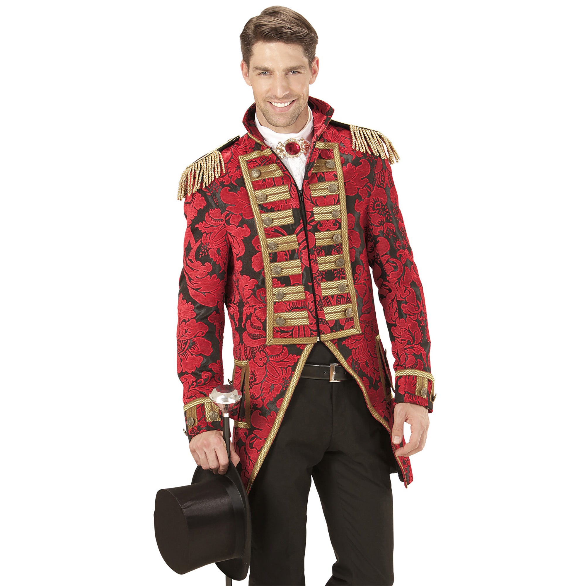 Widmann - Middeleeuwen & Renaissance Kostuum - Royale Frackjas Parade Rood Man - rood - Large - Halloween - Verkleedkleding