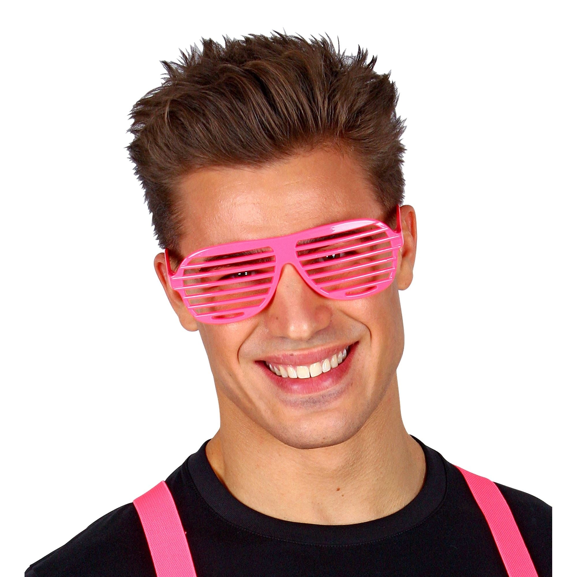 Widmann - Jaren 80 & 90 Kostuum - Tralie Bril Neon Roze - roze - Carnavalskleding - Verkleedkleding
