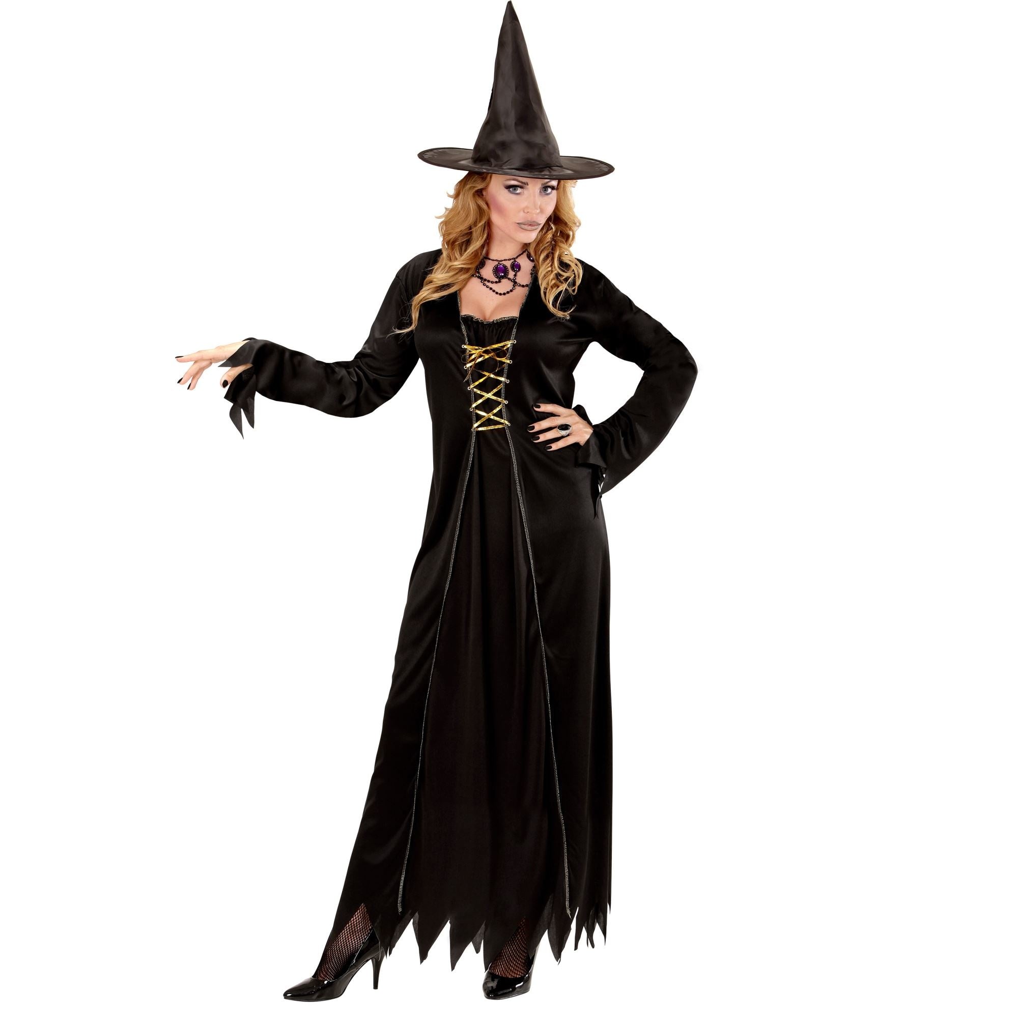 Widmann - Heks & Spider Lady & Voodoo & Duistere Religie Kostuum - Traditionele Heks Wieteke - Vrouw - zwart - XXXL - Halloween - Verkleedkleding