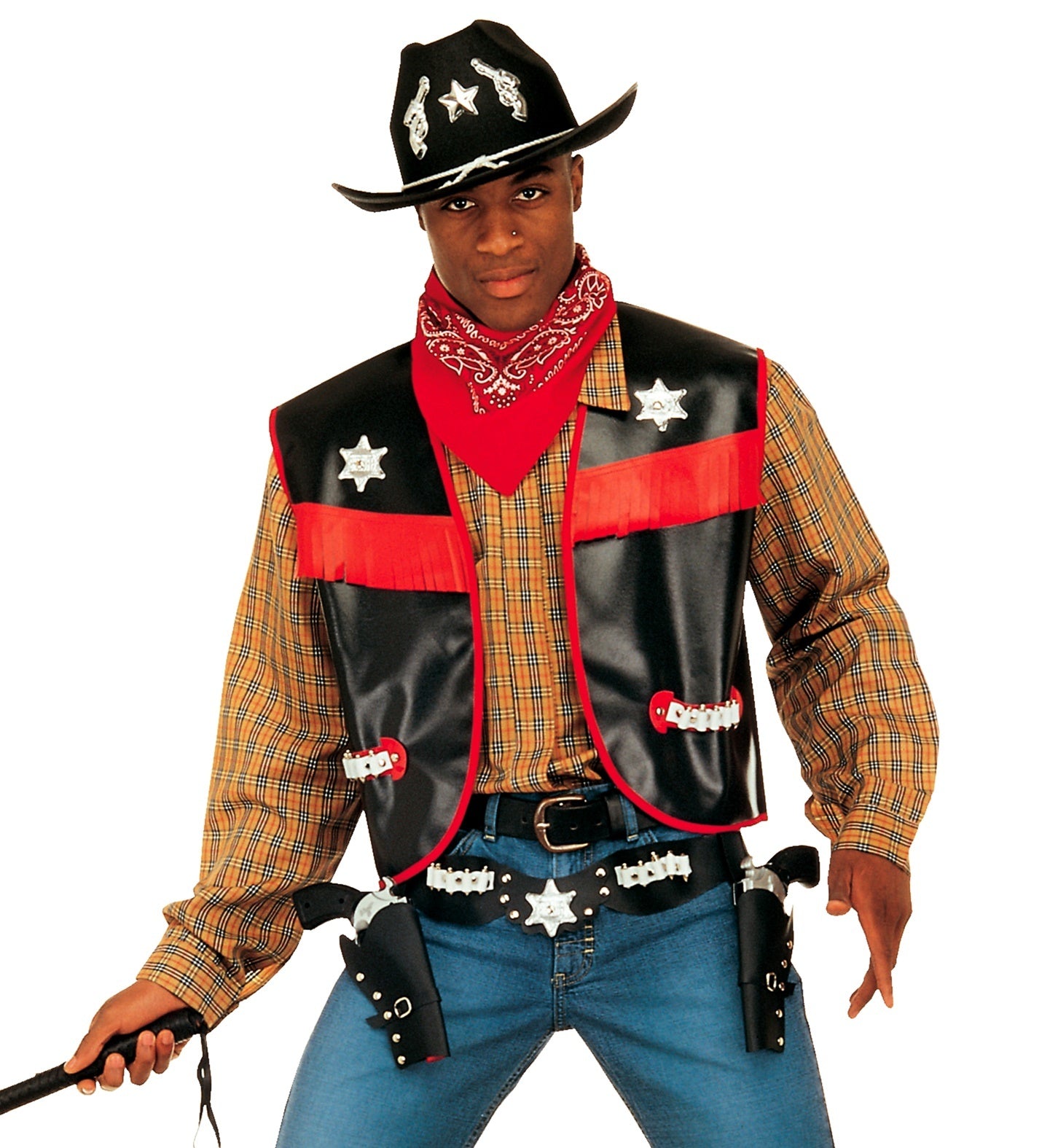 Widmann - Sheriff Kostuum - Austin County District Sheriff Vest Zwart Man - zwart - Medium / Large - Carnavalskleding - Verkleedkleding