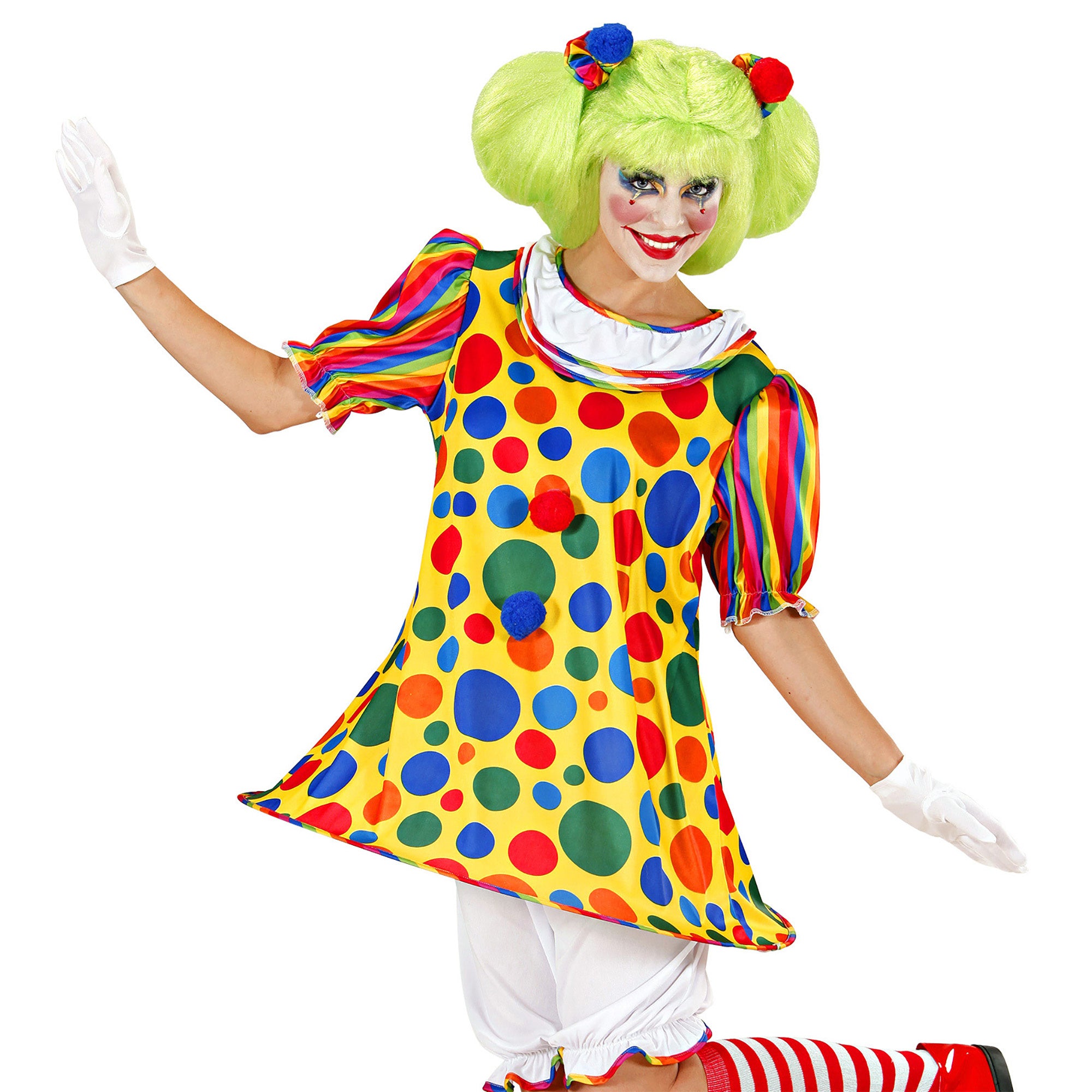 Widmann - Clown & Nar Kostuum - Vrolijk Clown - Meisje Vrouw - multicolor - Small - Carnavalskleding - Verkleedkleding