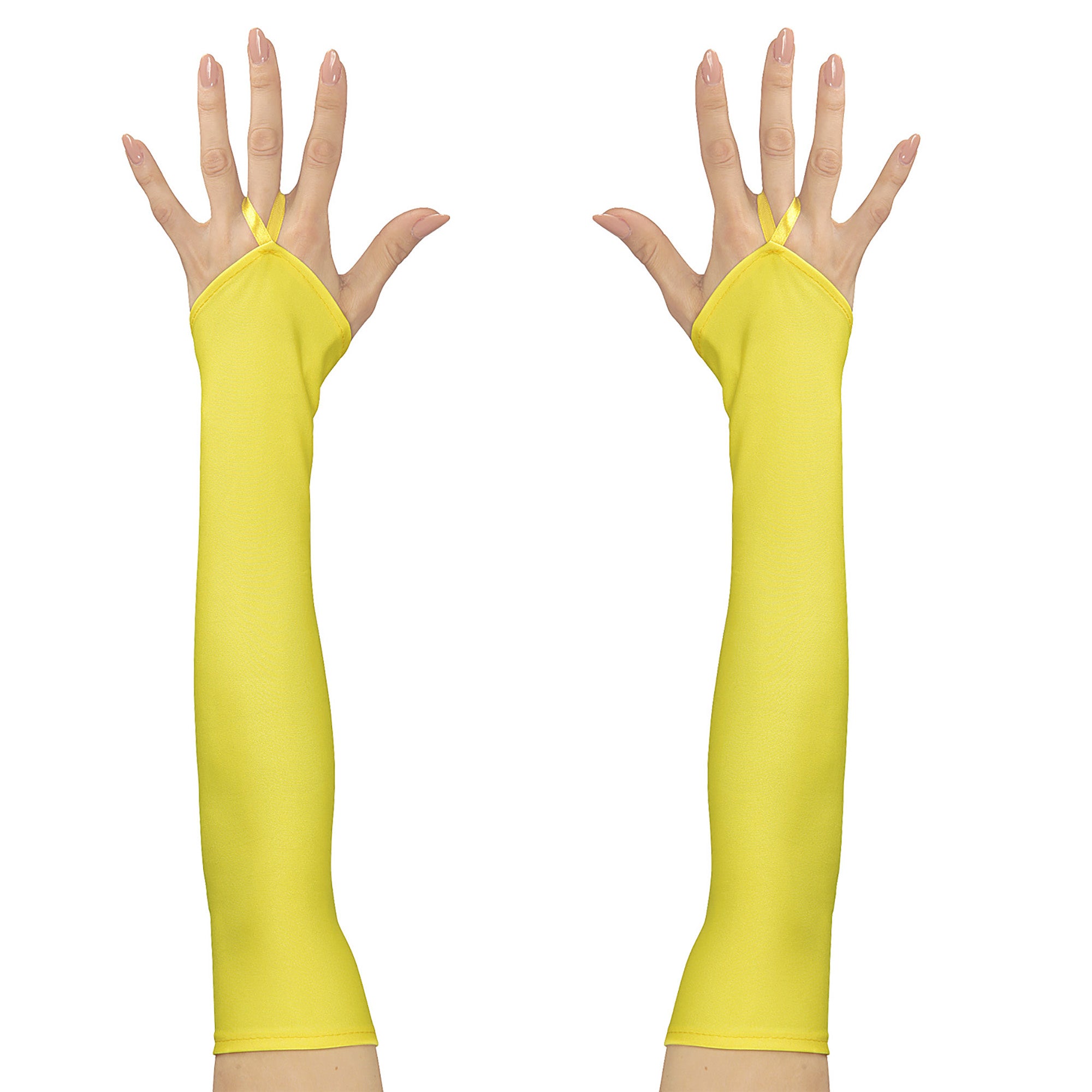 Satijnen handschoenen neon geel
