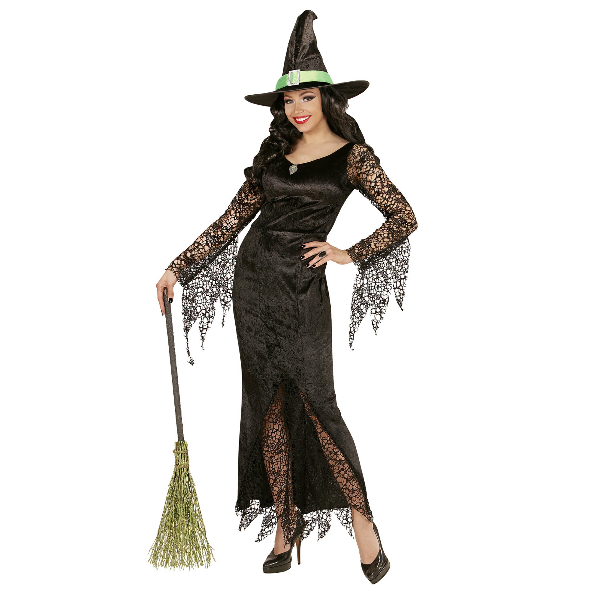 Widmann - Heks & Spider Lady & Voodoo & Duistere Religie Kostuum - Ms Everblack Heks - Vrouw - zwart - Small - Halloween - Verkleedkleding