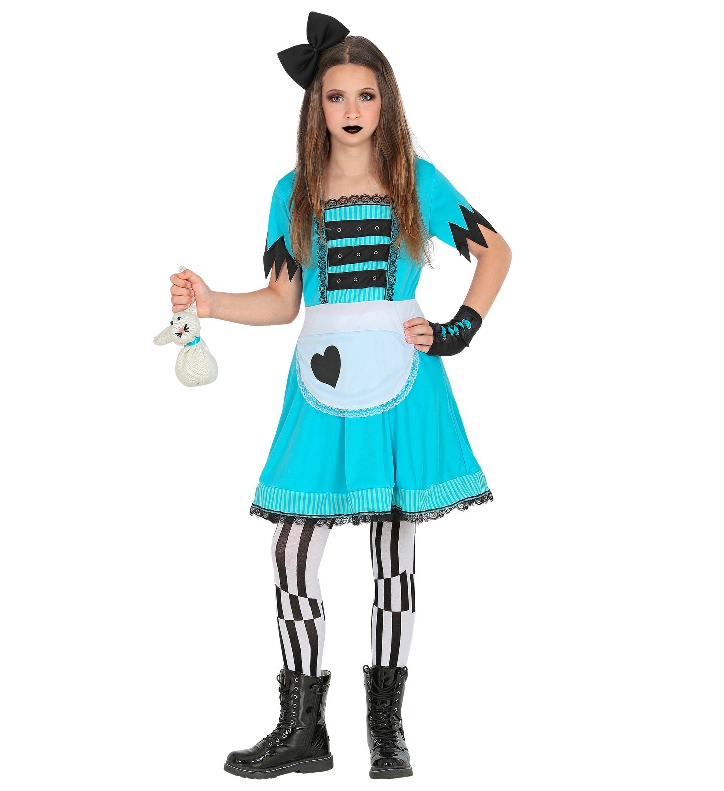 Widmann - Alice In Wonderland Kostuum - Bewonderde Alice In Wonderland - Meisje - blauw - Maat 140 - Halloween - Verkleedkleding