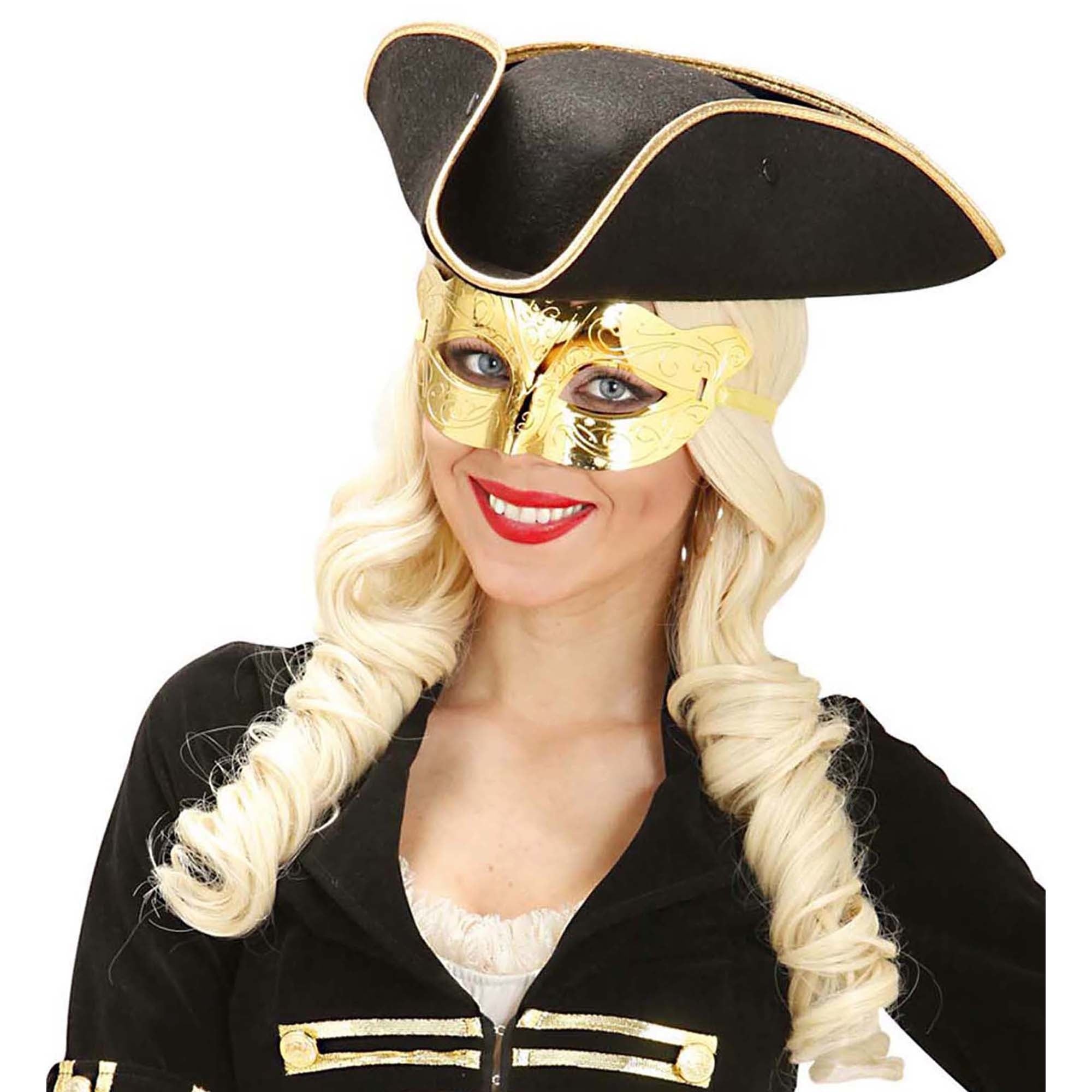 WIDMANN - Glanzend goudkleurig halfmasker voor volwassenen - Maskers > Masquerade masker