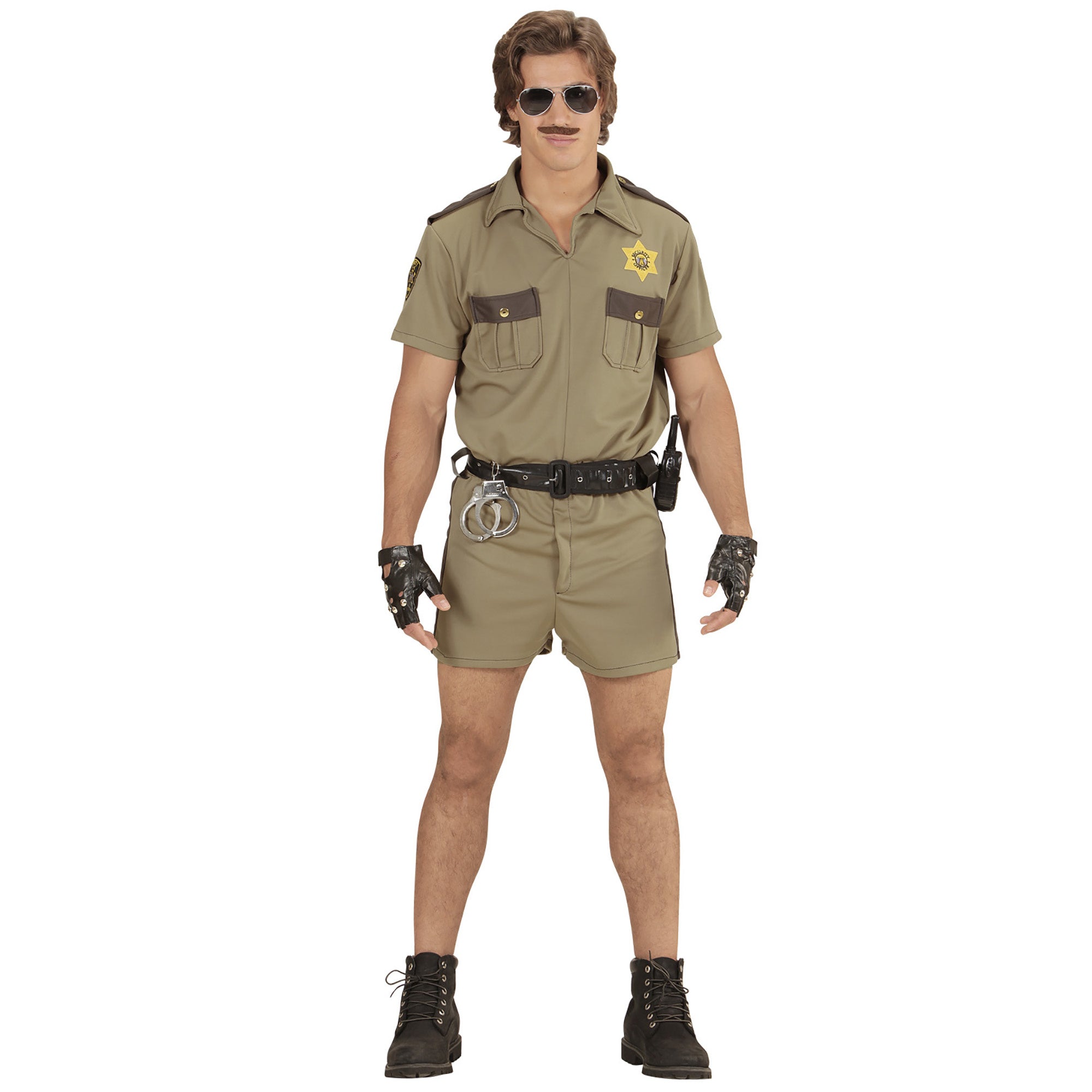 Widmann - Politie & Detective Kostuum - Brandon Agent California Highway Petrol Bruin Politie - Man - bruin - Medium - Carnavalskleding - Verkleedkleding