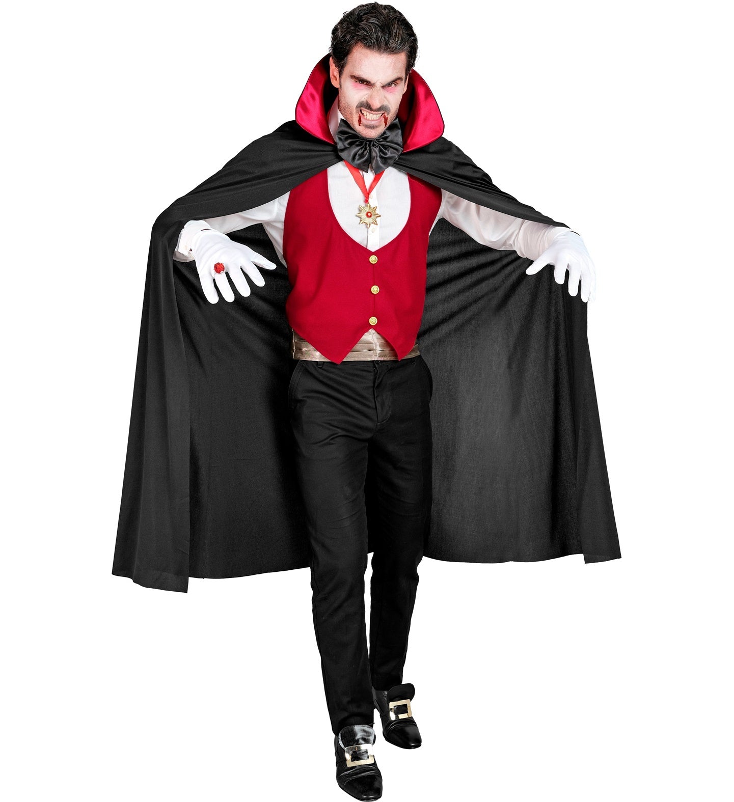 Prachtige cape vampier volwassenen zwart/rood