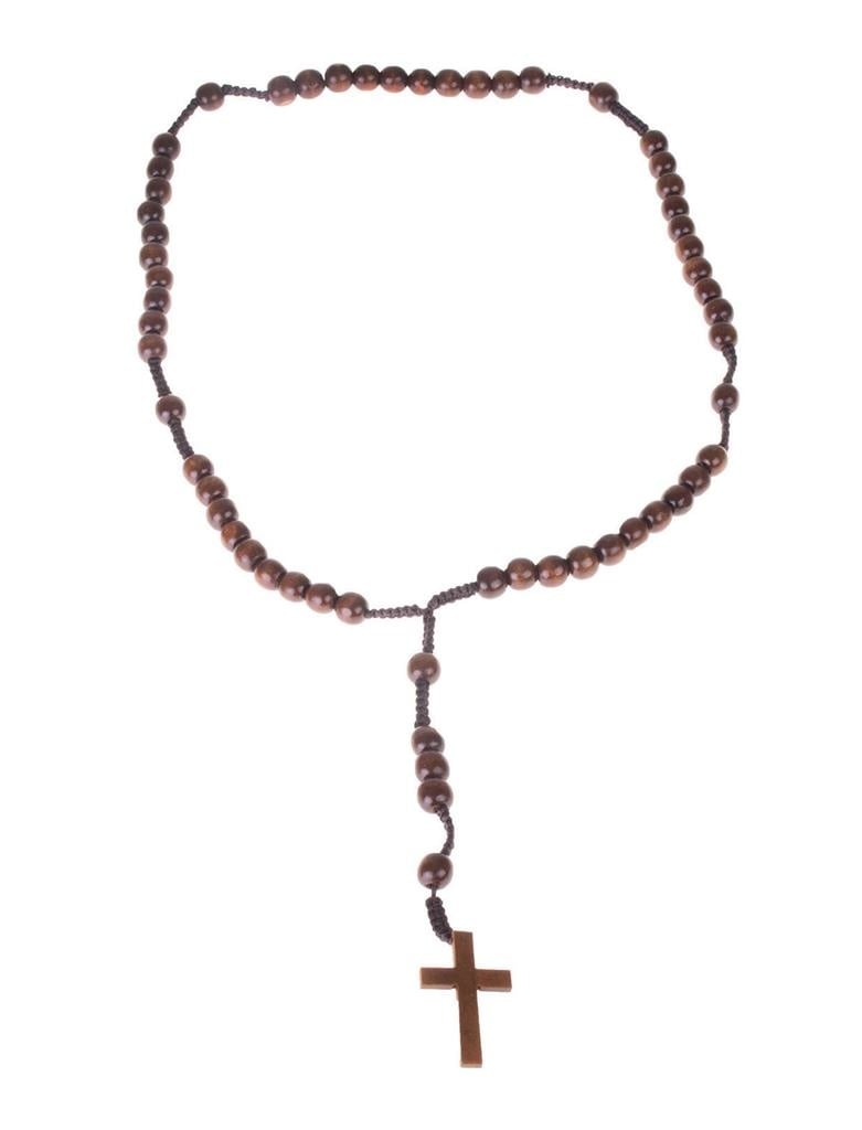 Carnaval verkleed sieraden - Rozenkrans ketting van hout voor priesters/nonnen