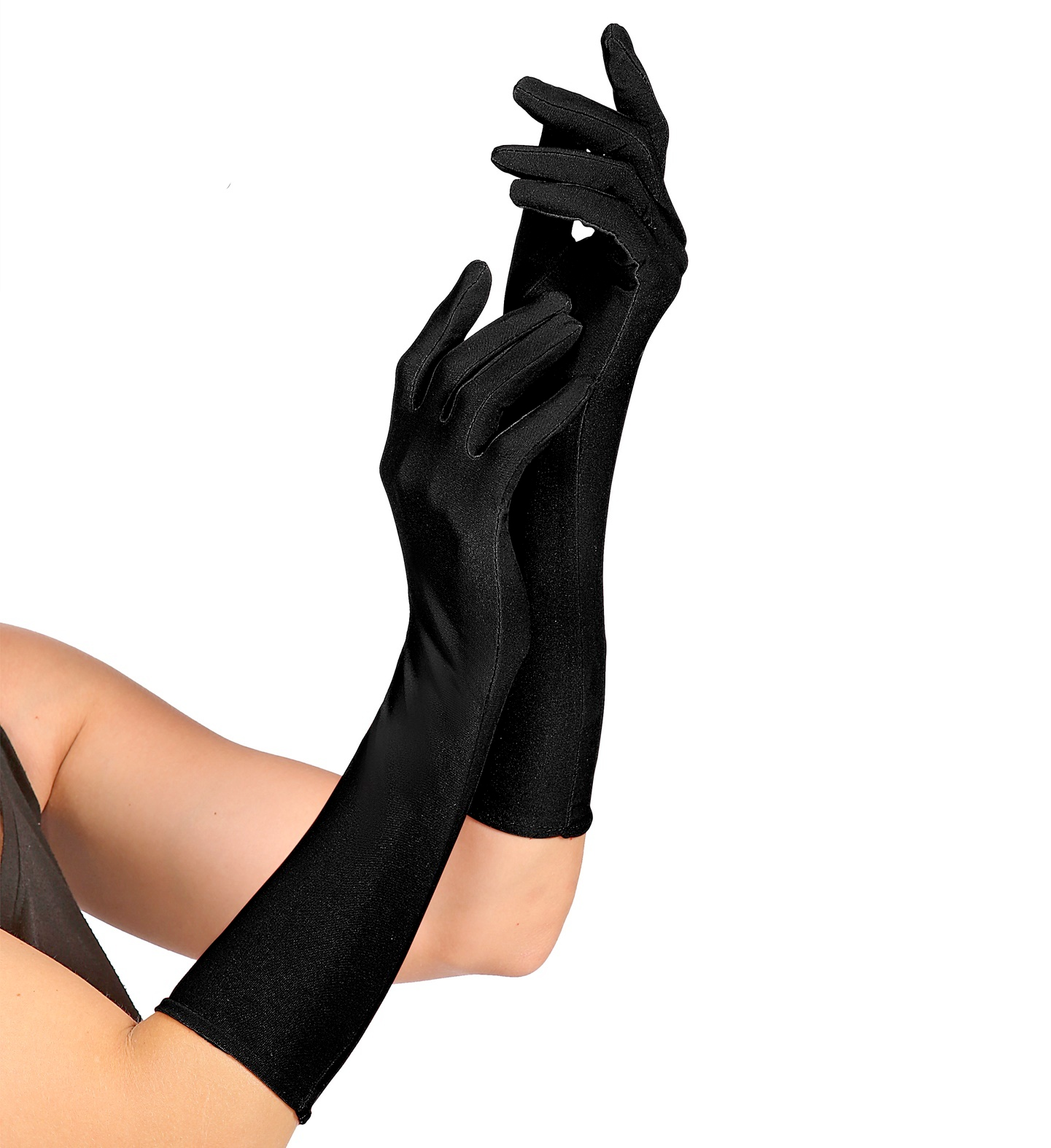 Handschoenen Lycra 37 Centimeter Zwart - Carnavalskleding - Verkleedkleding