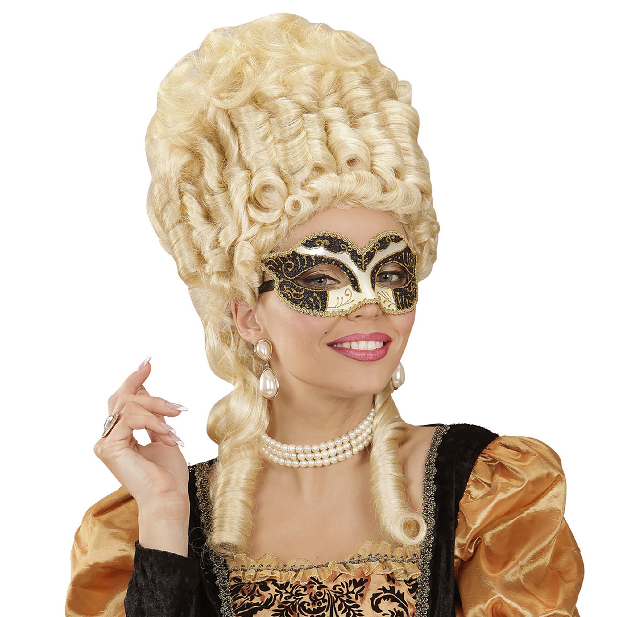 Zwart oogmaskers Venetiaans met gouden glitters voor feestjes