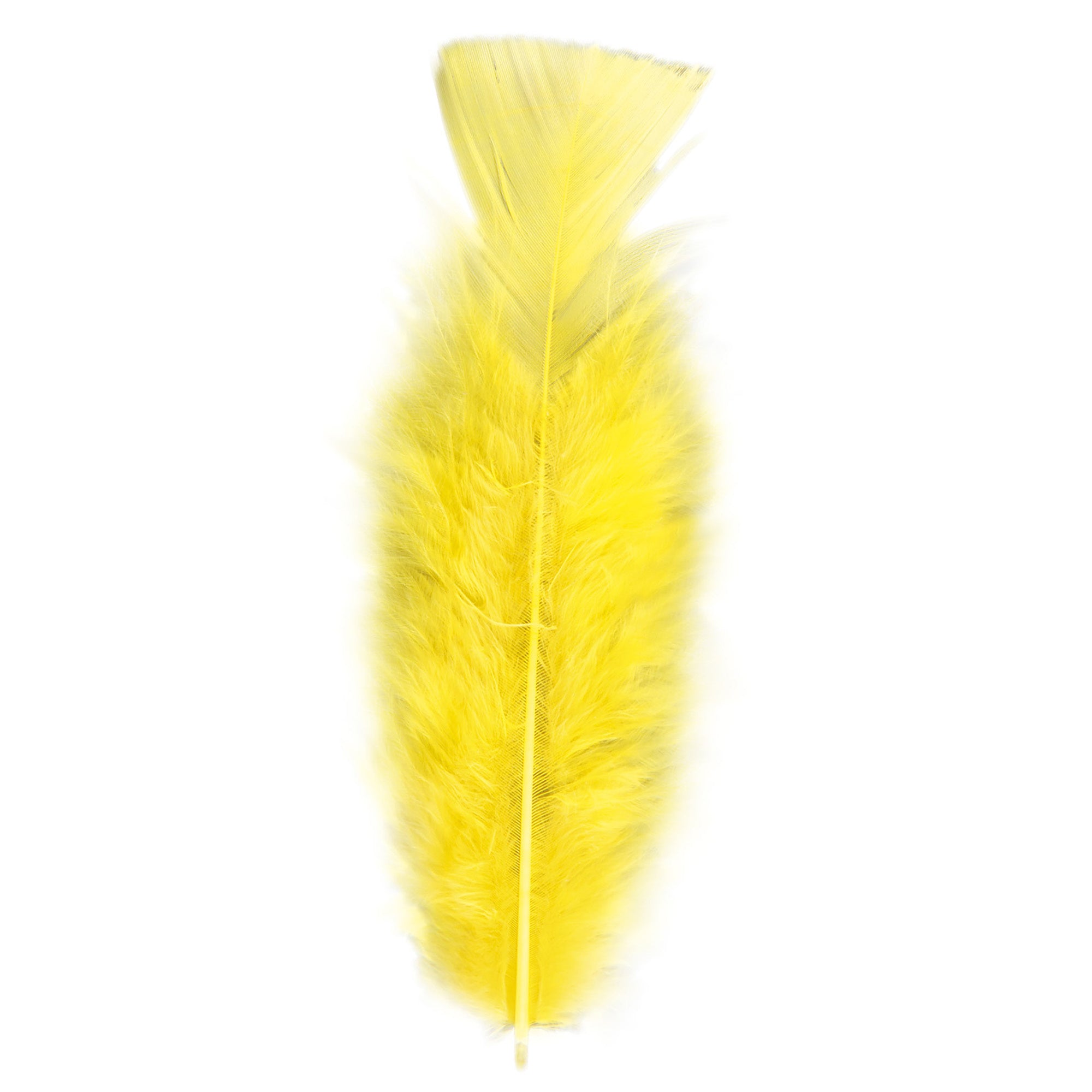 50x Gele veren/sierveertjes decoratie/hobbymateriaal 17 cm - Sierveren - Veertjes - Hobby materiaal om mee te knutselen